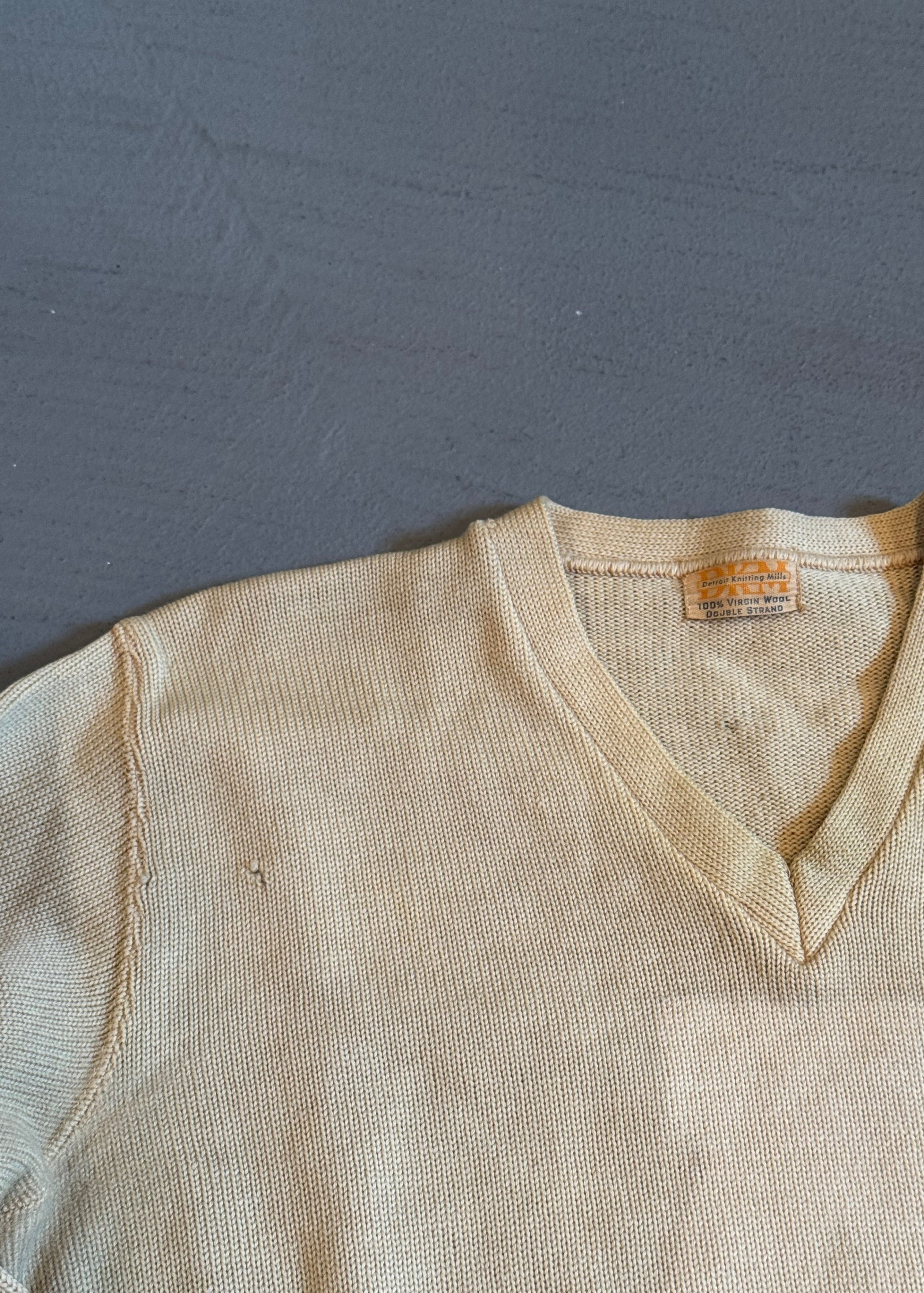 1940s Ghost Letter V-Neck Varsity Sweater