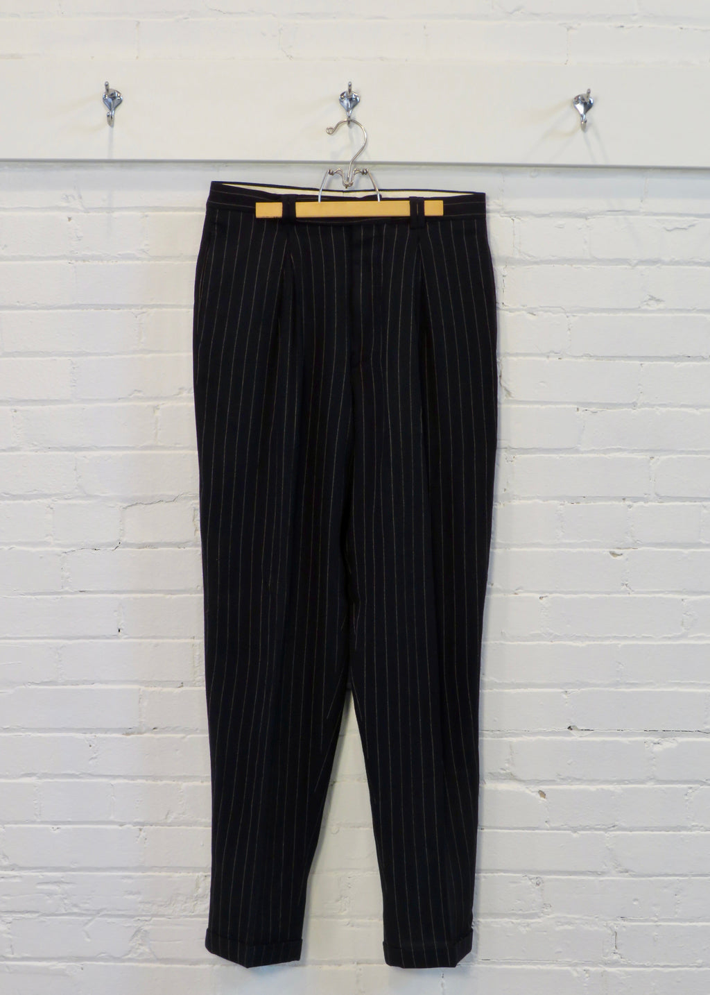 1980s Valentino Deep Navy Pinstripe Trousers