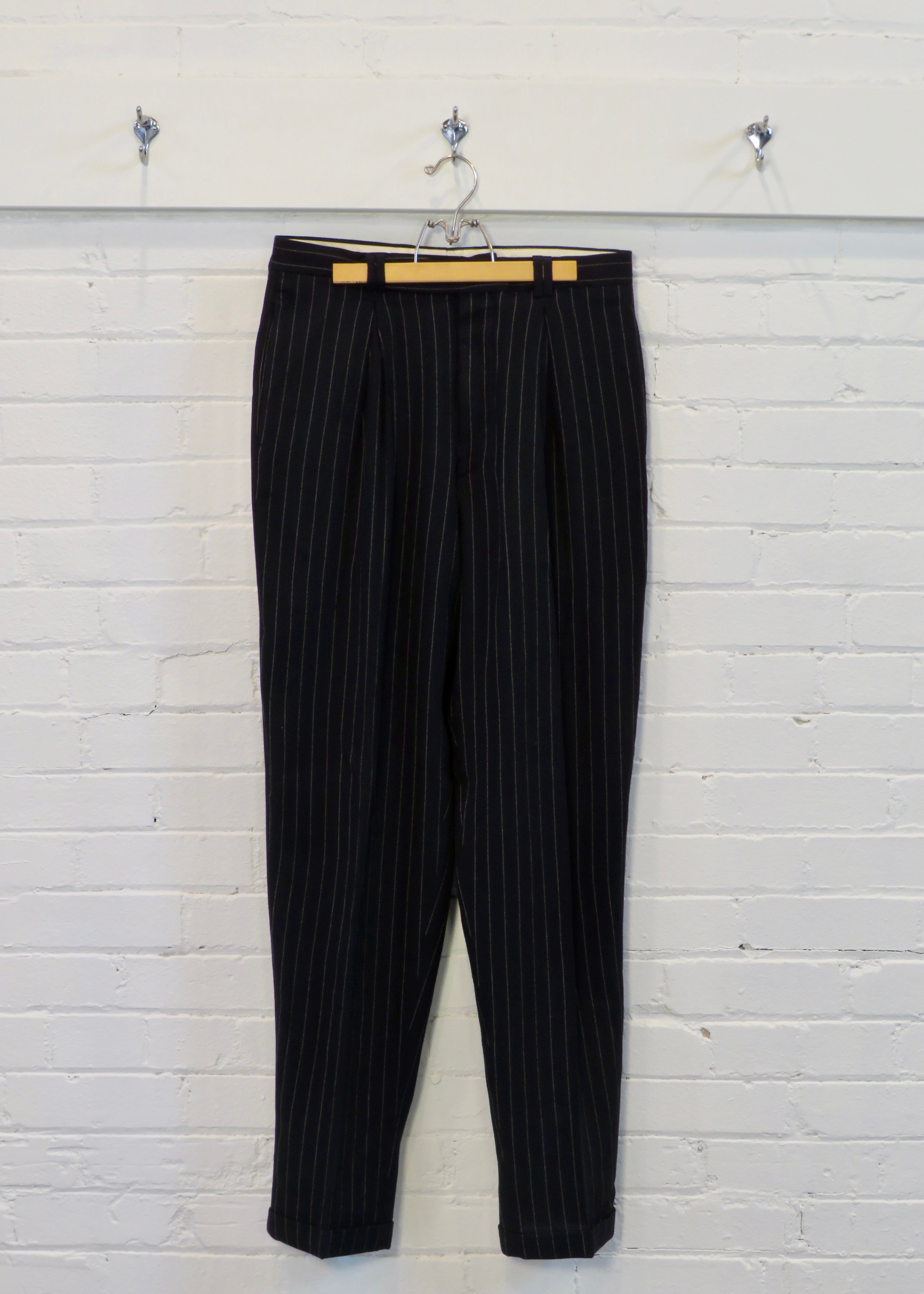 1980s Valentino Deep Navy Pinstripe Trousers