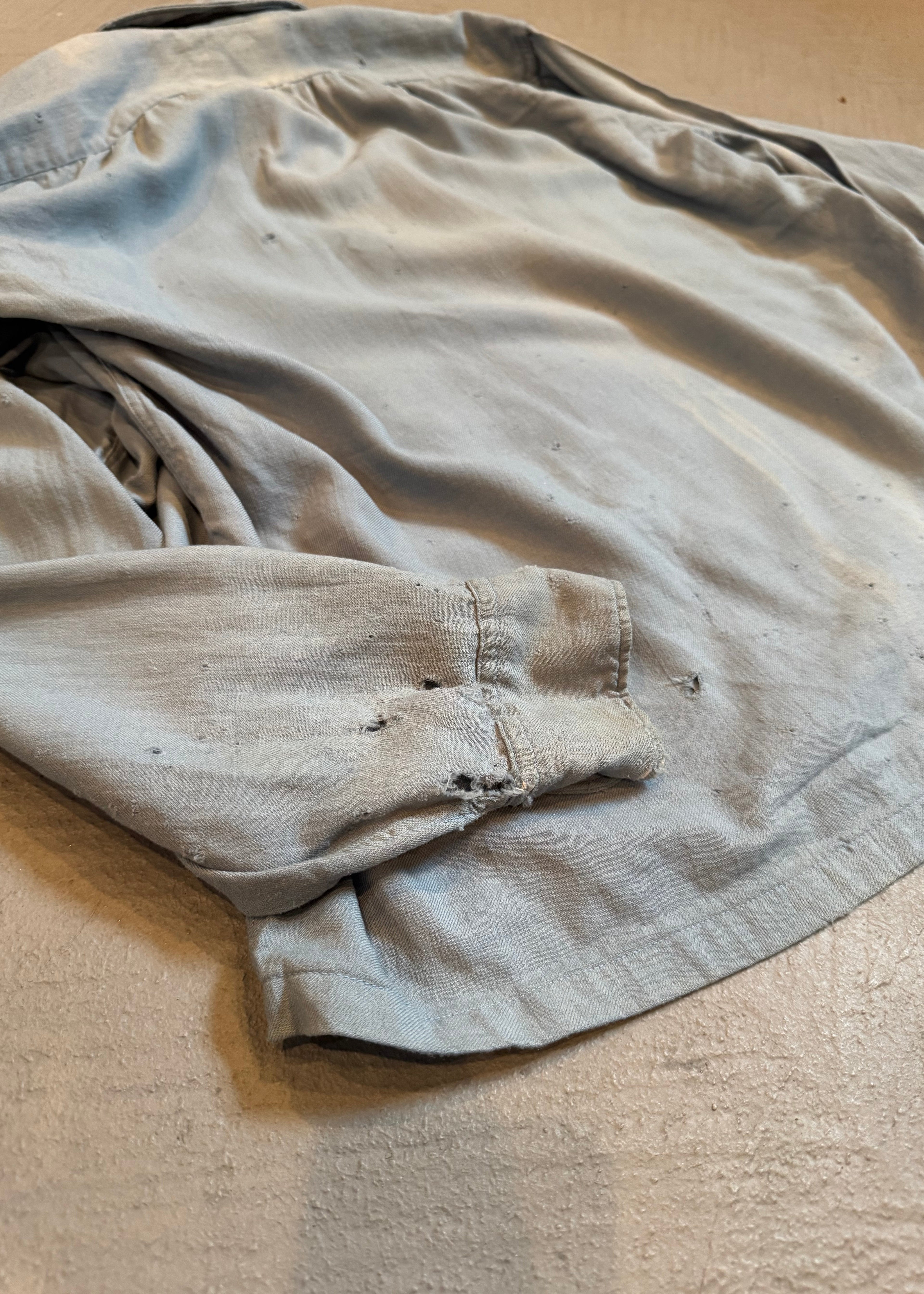 1940s Distressed Wool Cropped Overshirt