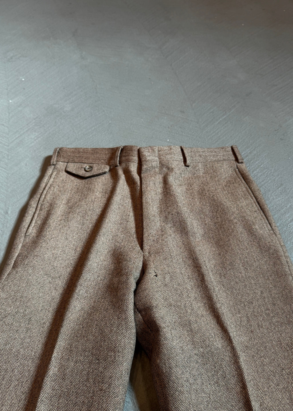 1970s Brown Wool Herringbone Suit