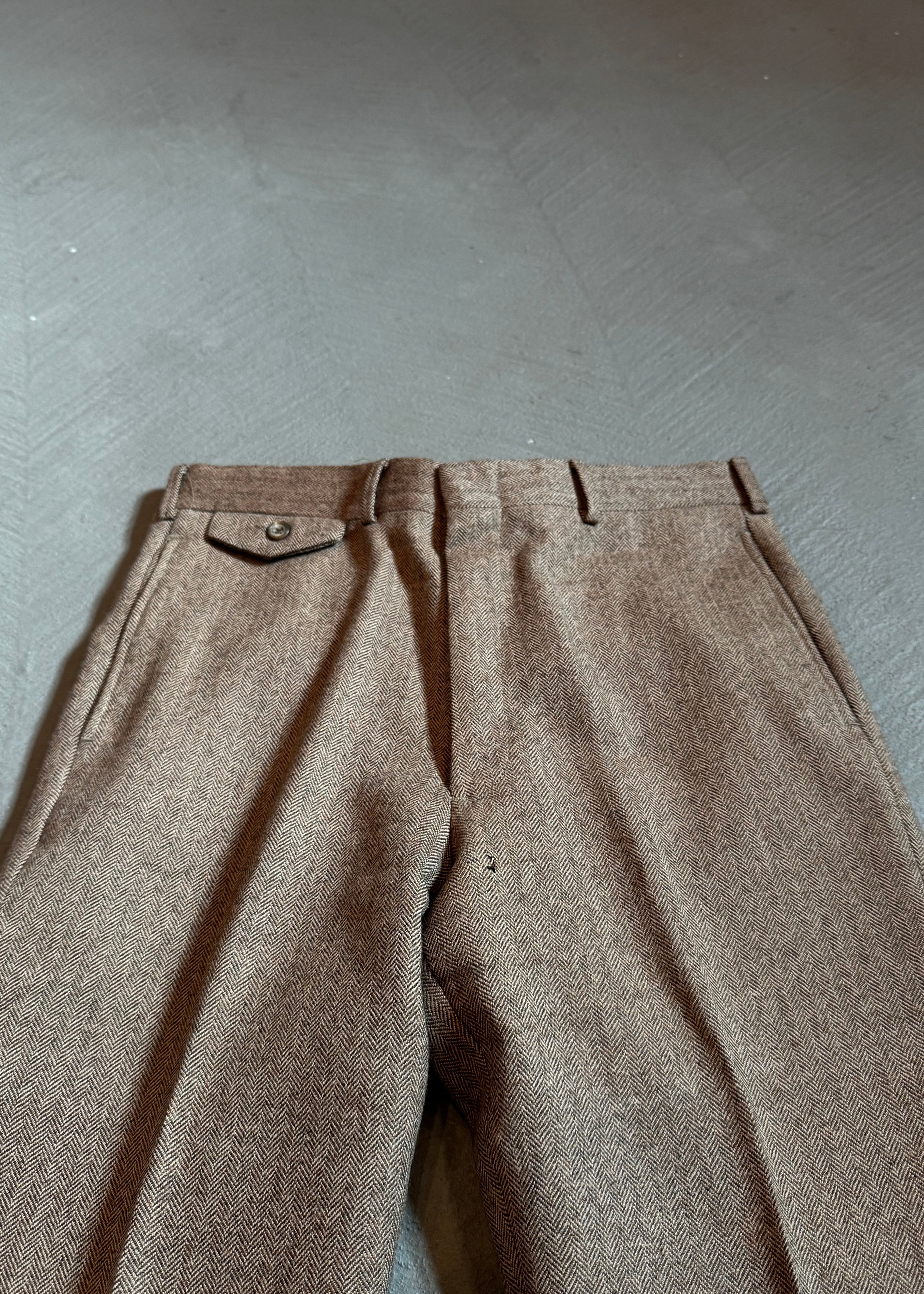 1970s Brown Wool Herringbone Suit
