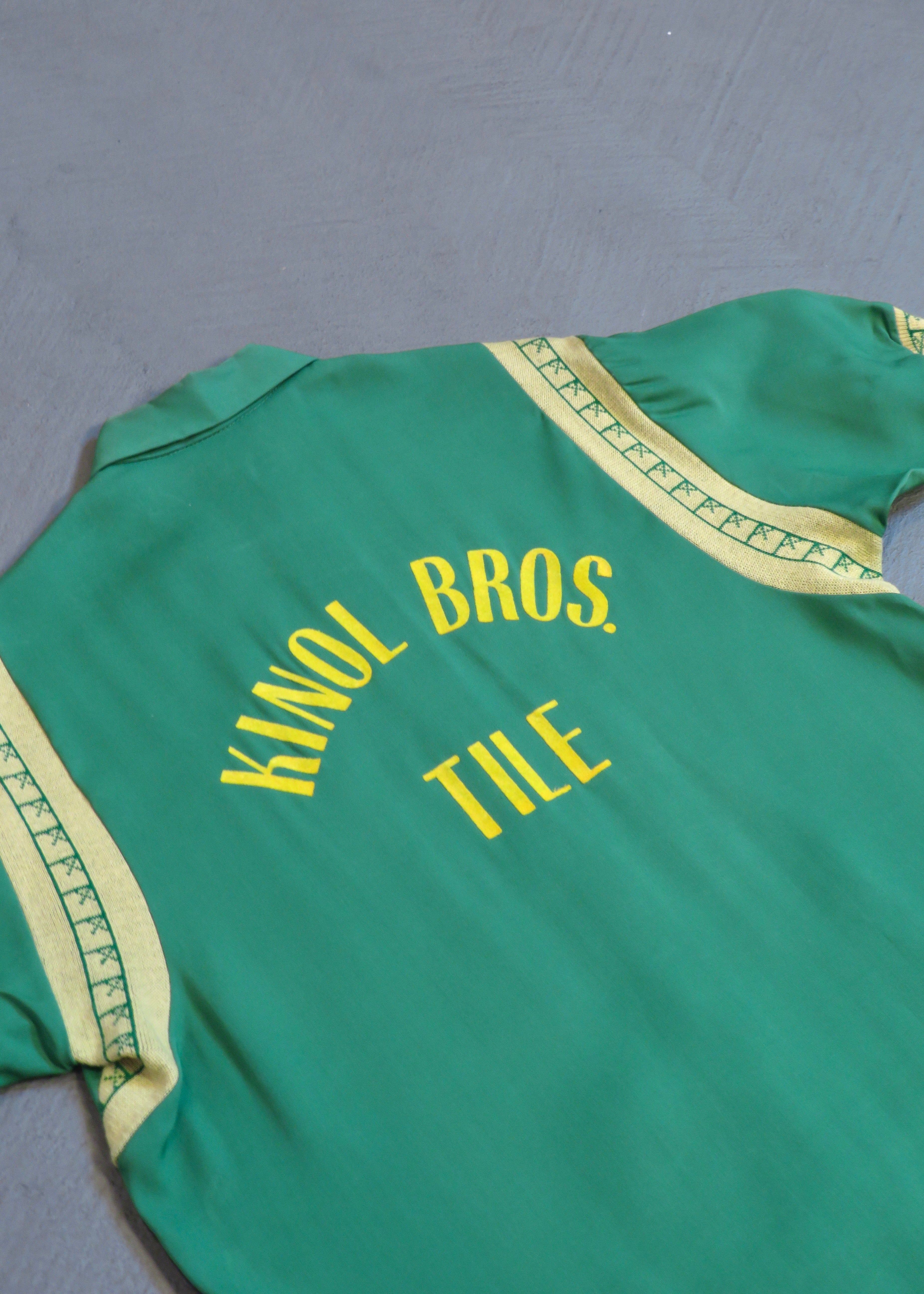 1950s Air-Flo Kinol Bros Tile Green Bowling Shirt