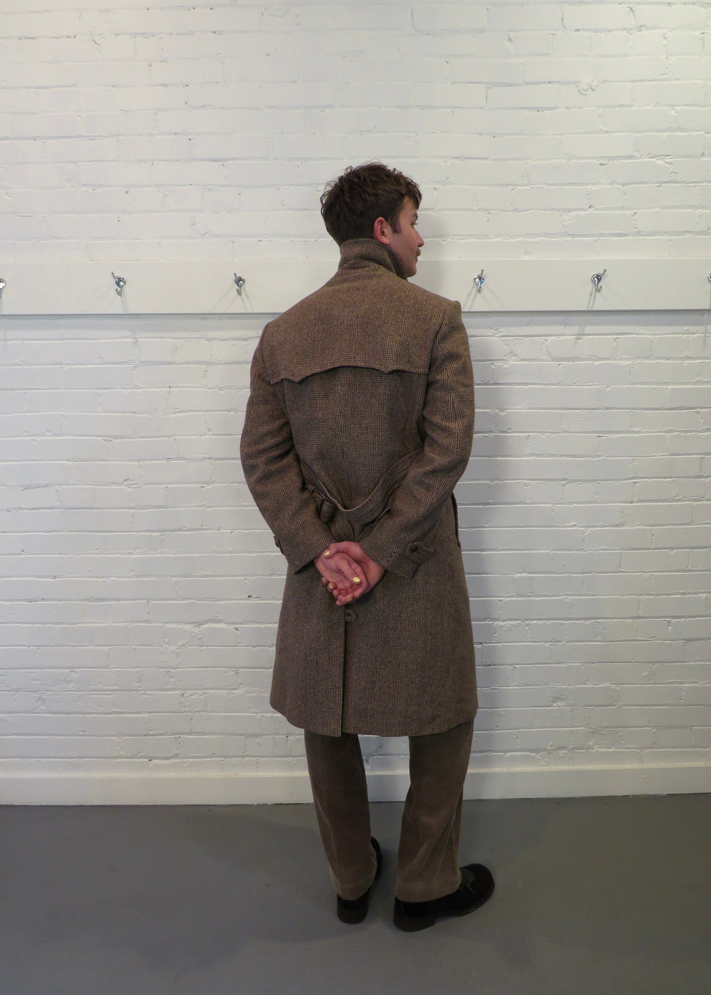 1980s Pendleton Belted Wool Houndstooth Overcoat