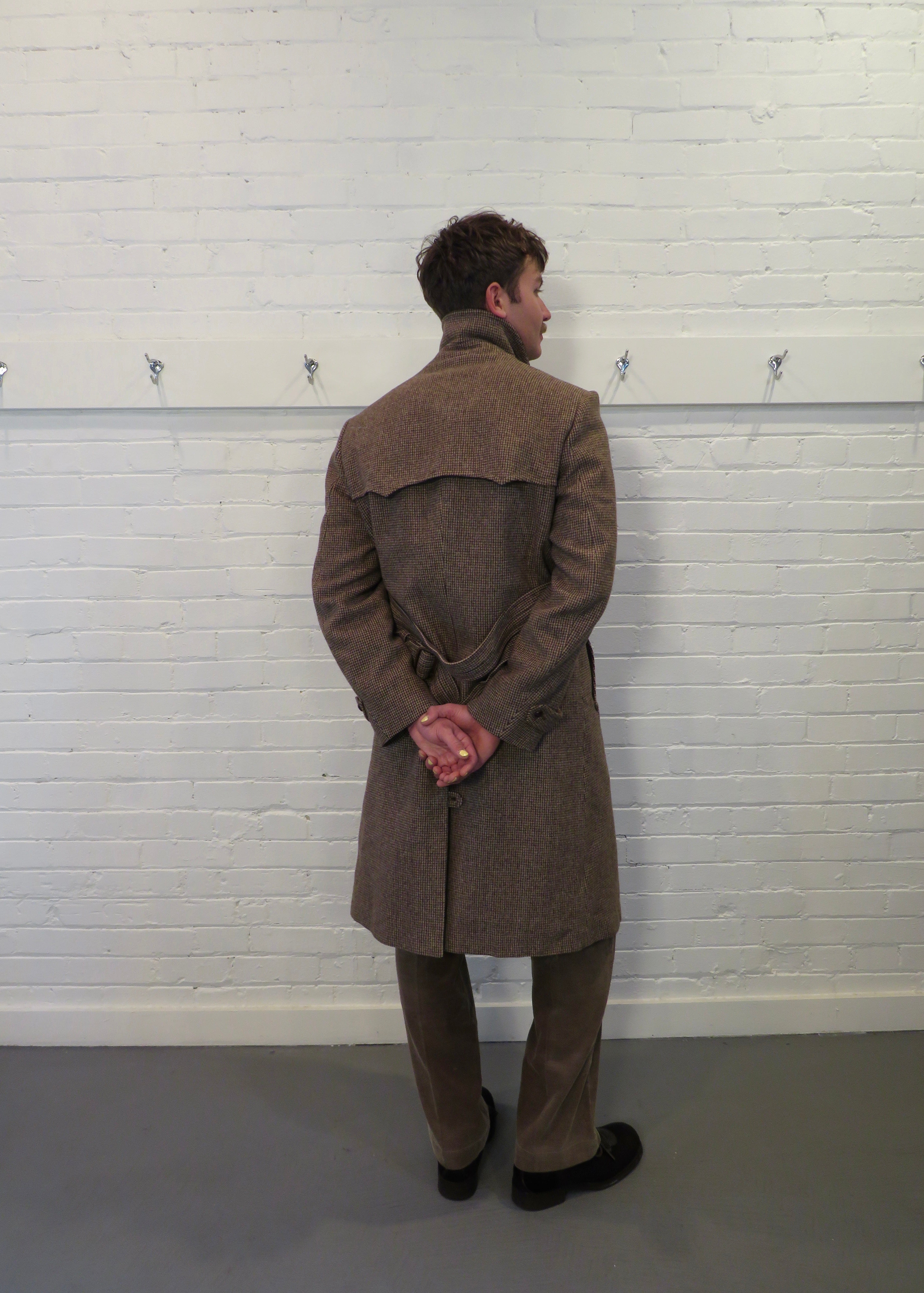 1980s Pendleton Belted Wool Houndstooth Overcoat