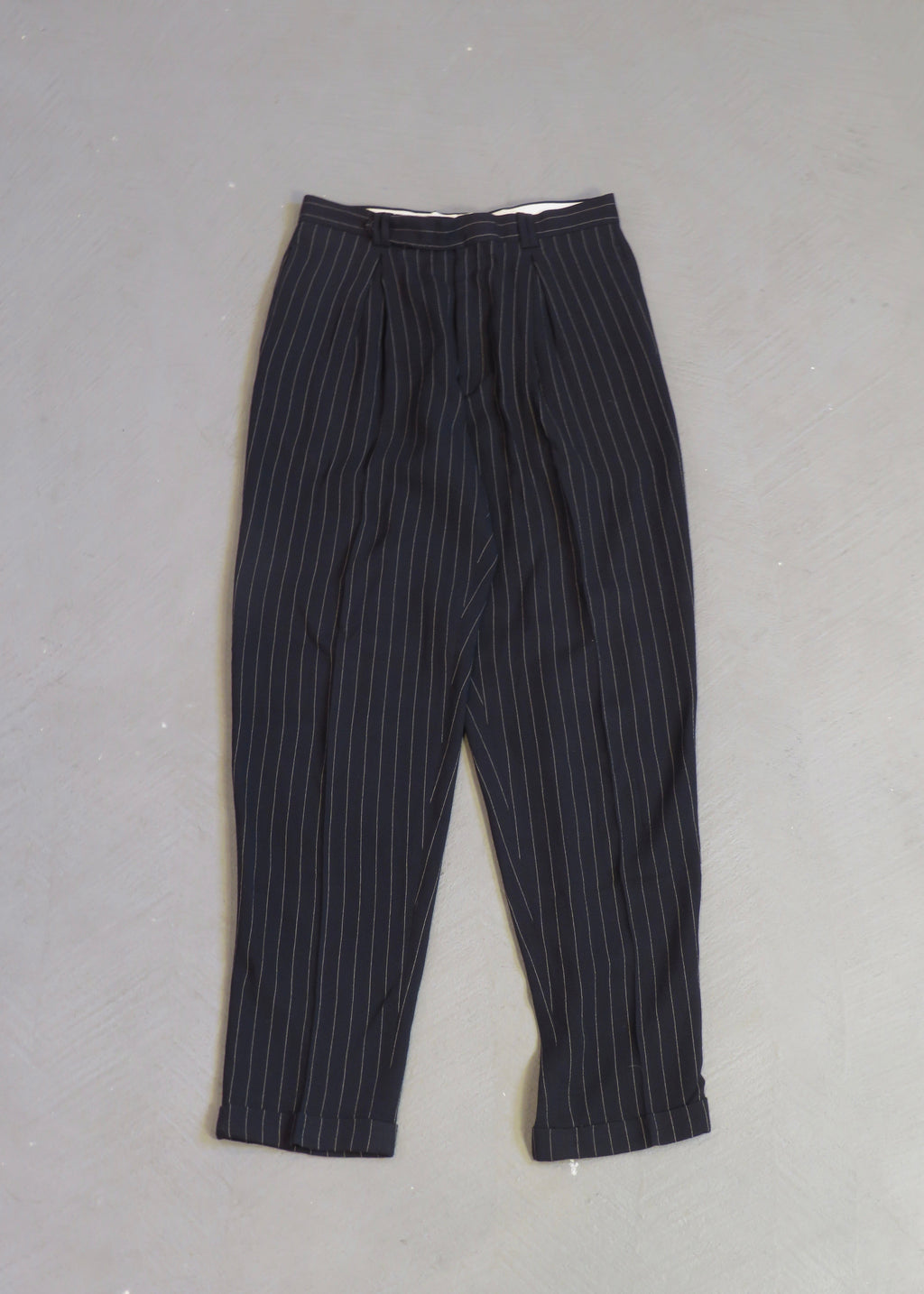1980s Valentino Deep Navy Pinstripe Trousers