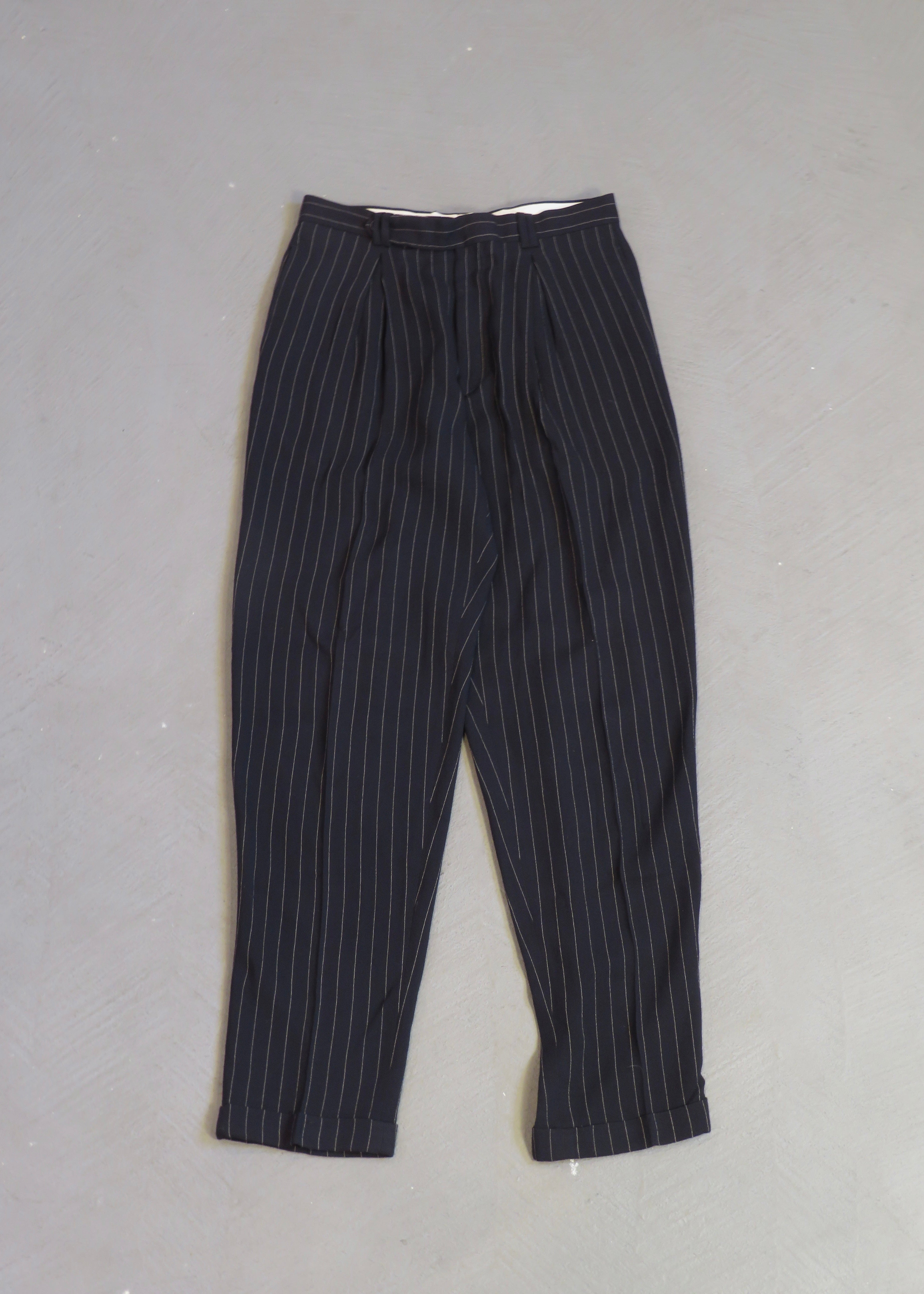 1980s Valentino Deep Navy Pinstripe Trousers