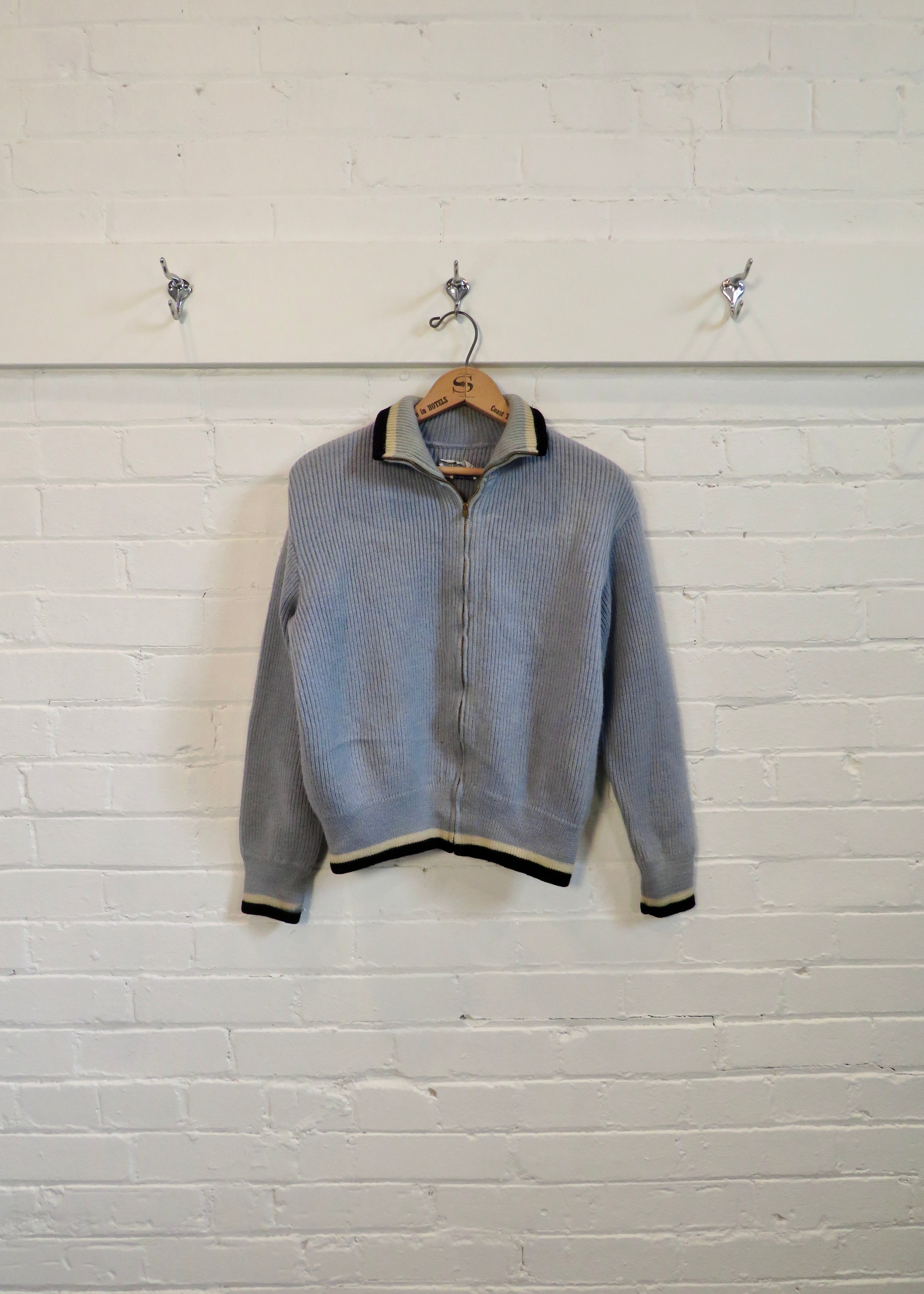 トップス 60s wool zip cardigan 1960s Baby Blue Full Zip Cardigan – Quotidian Ragazine