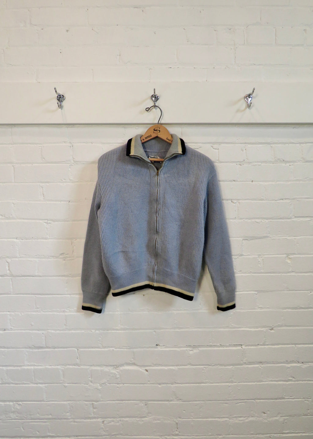 1960s Baby Blue Full Zip Cardigan