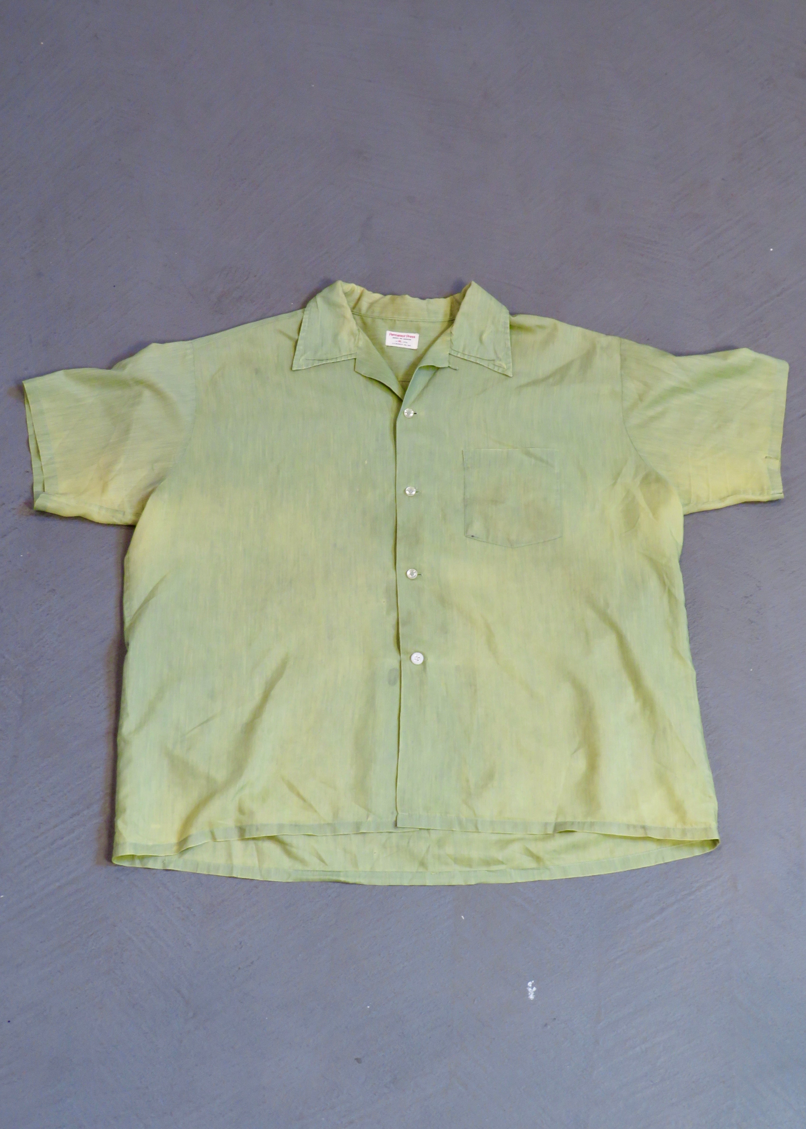 1960s Pea Green Camp Collar Shirt