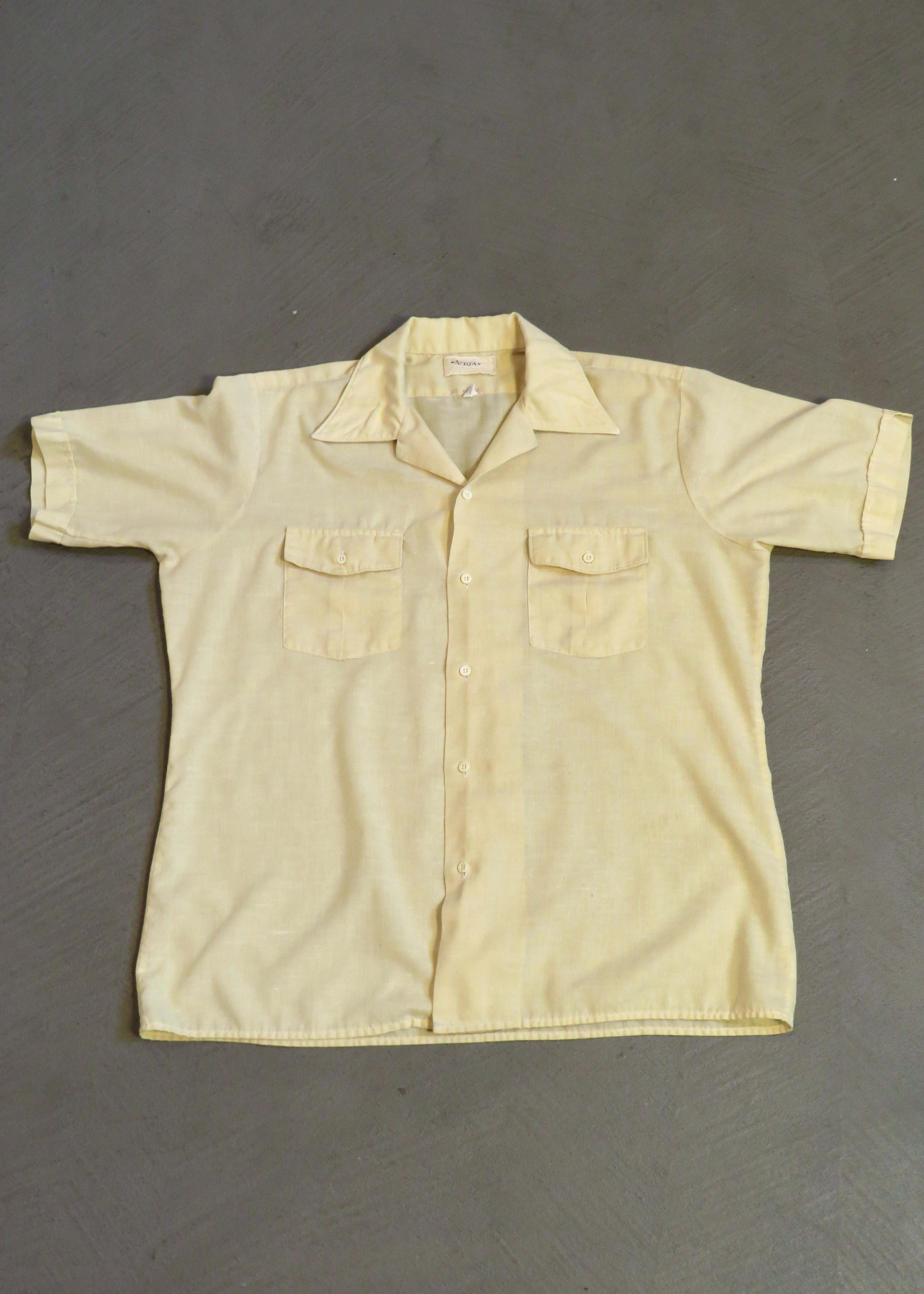 1960s Ecru Textured Camp Collar Shirt