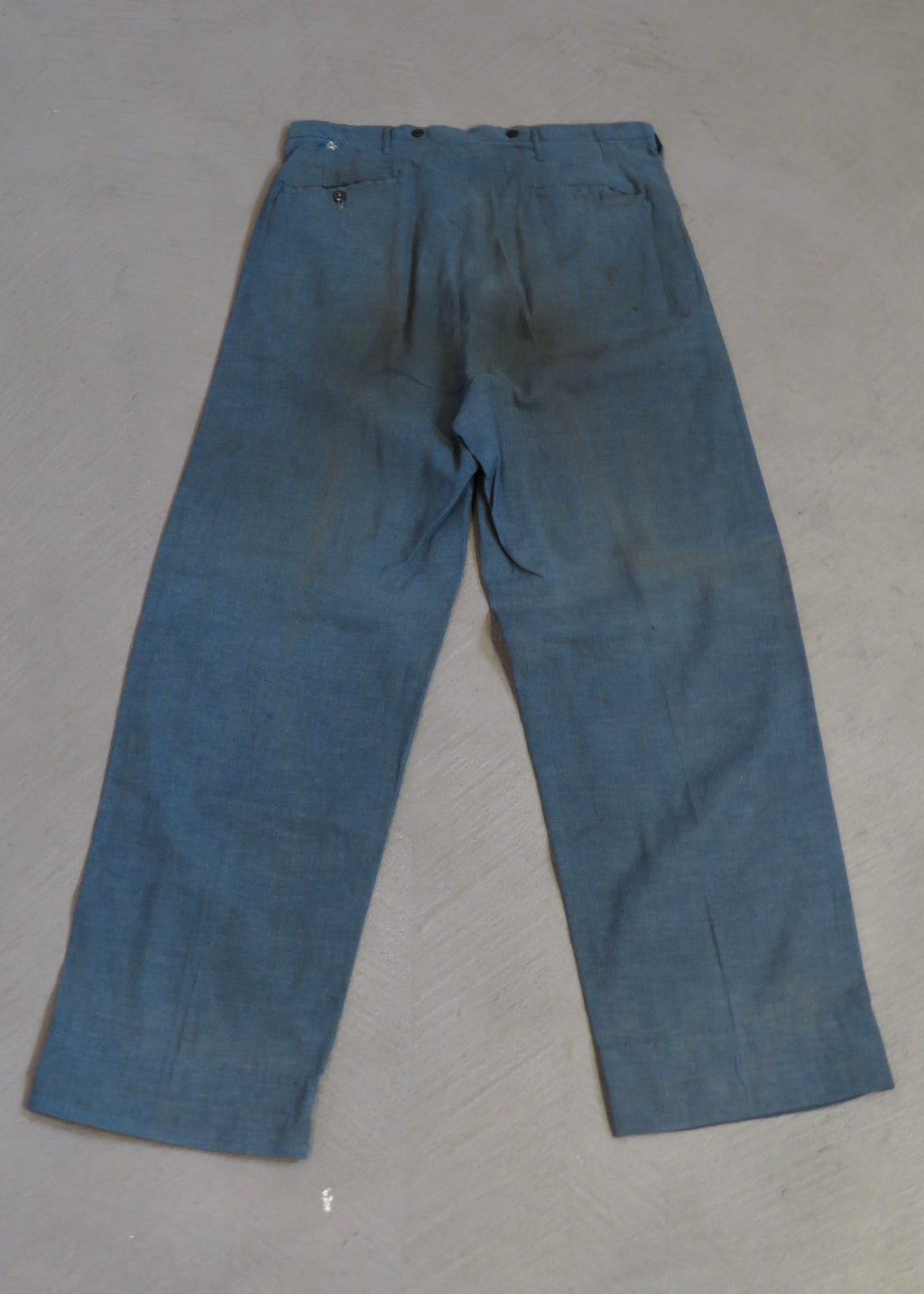 1940s Blue-Grey Linen Trousers | 33"x30"