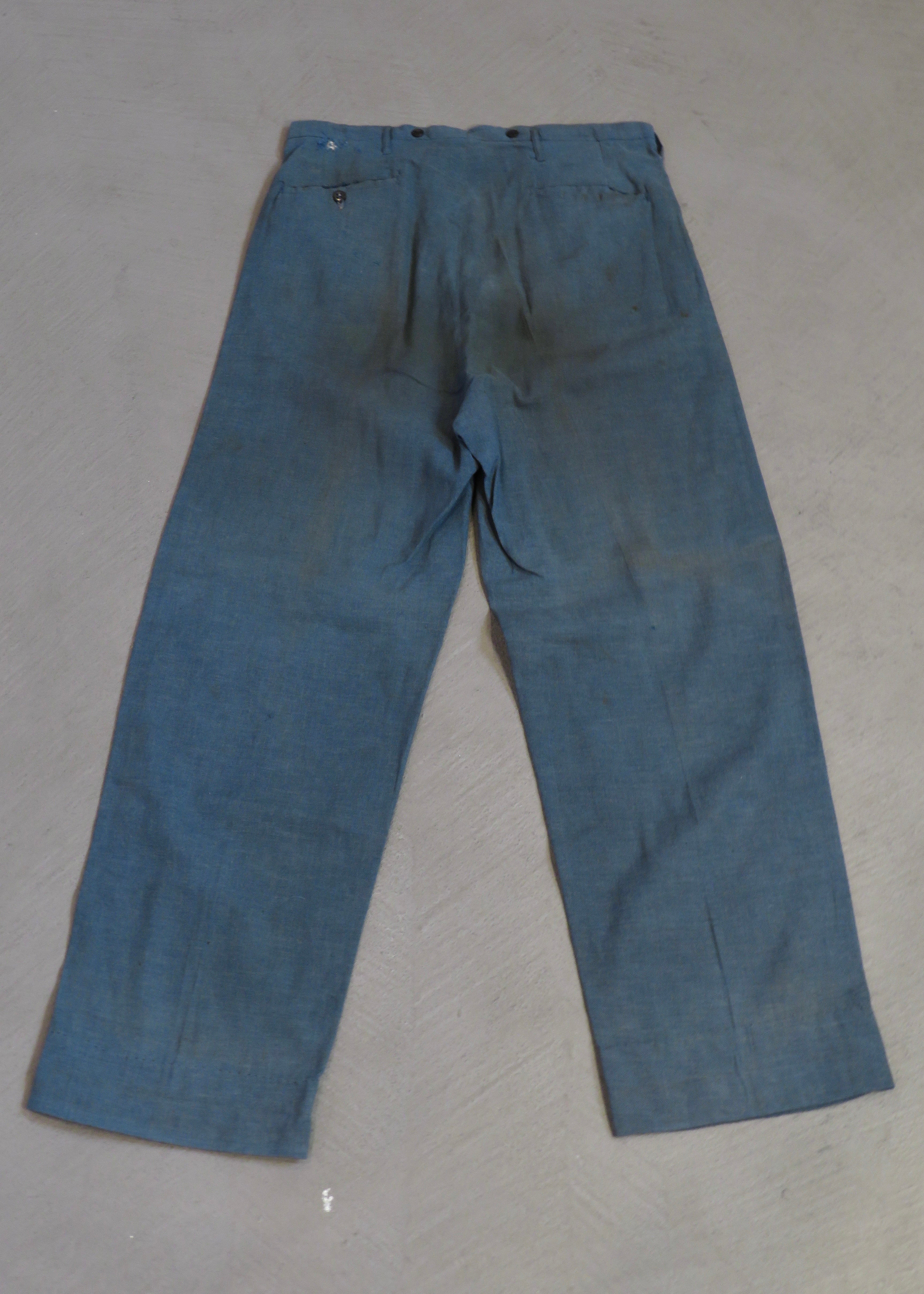1940s Blue-Grey Linen Trousers | 33"x30"