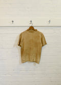 1940s Distressed Rib Knit Mock Neck T-Shirt