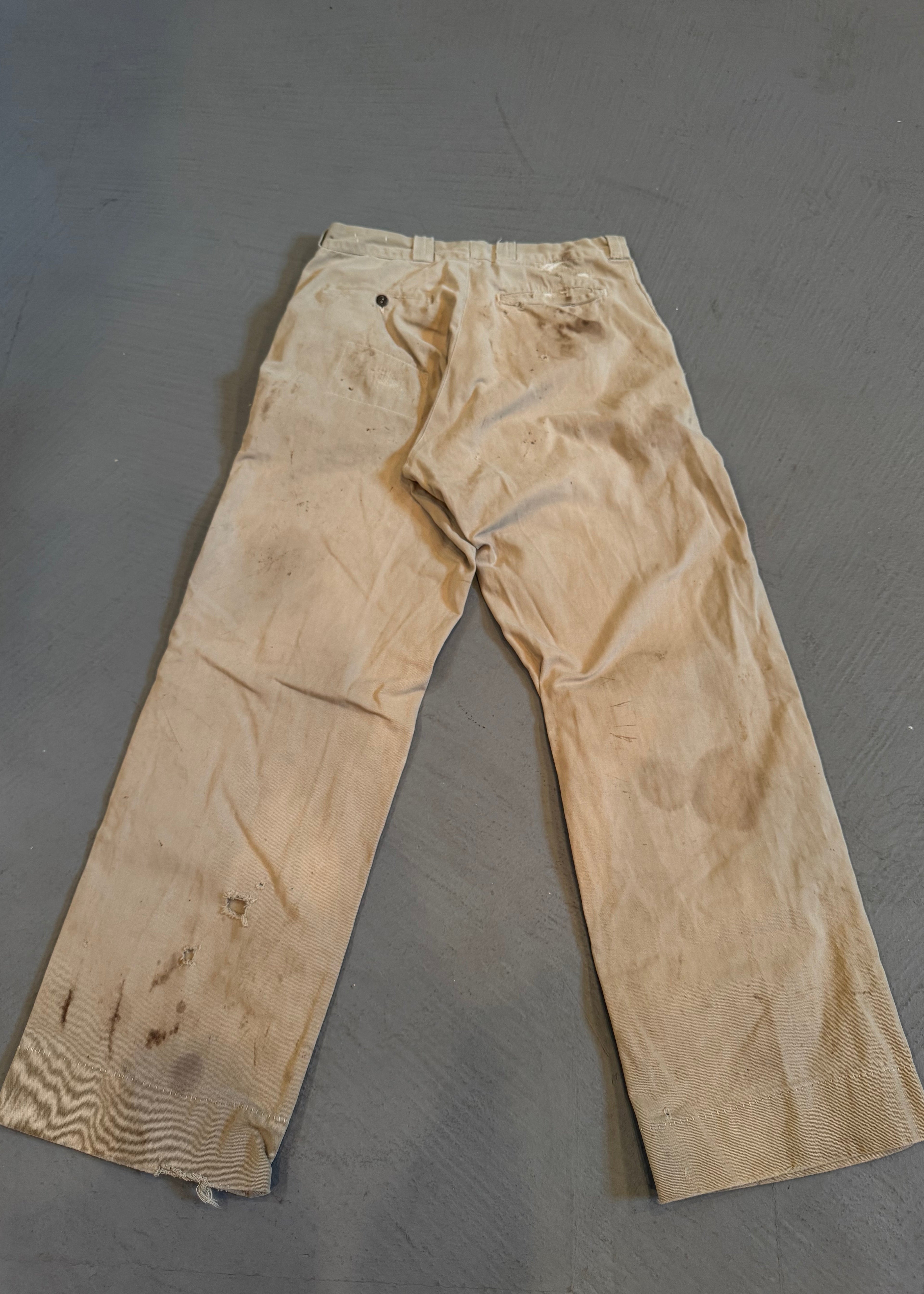 1950s Repaired Khaki Chinos
