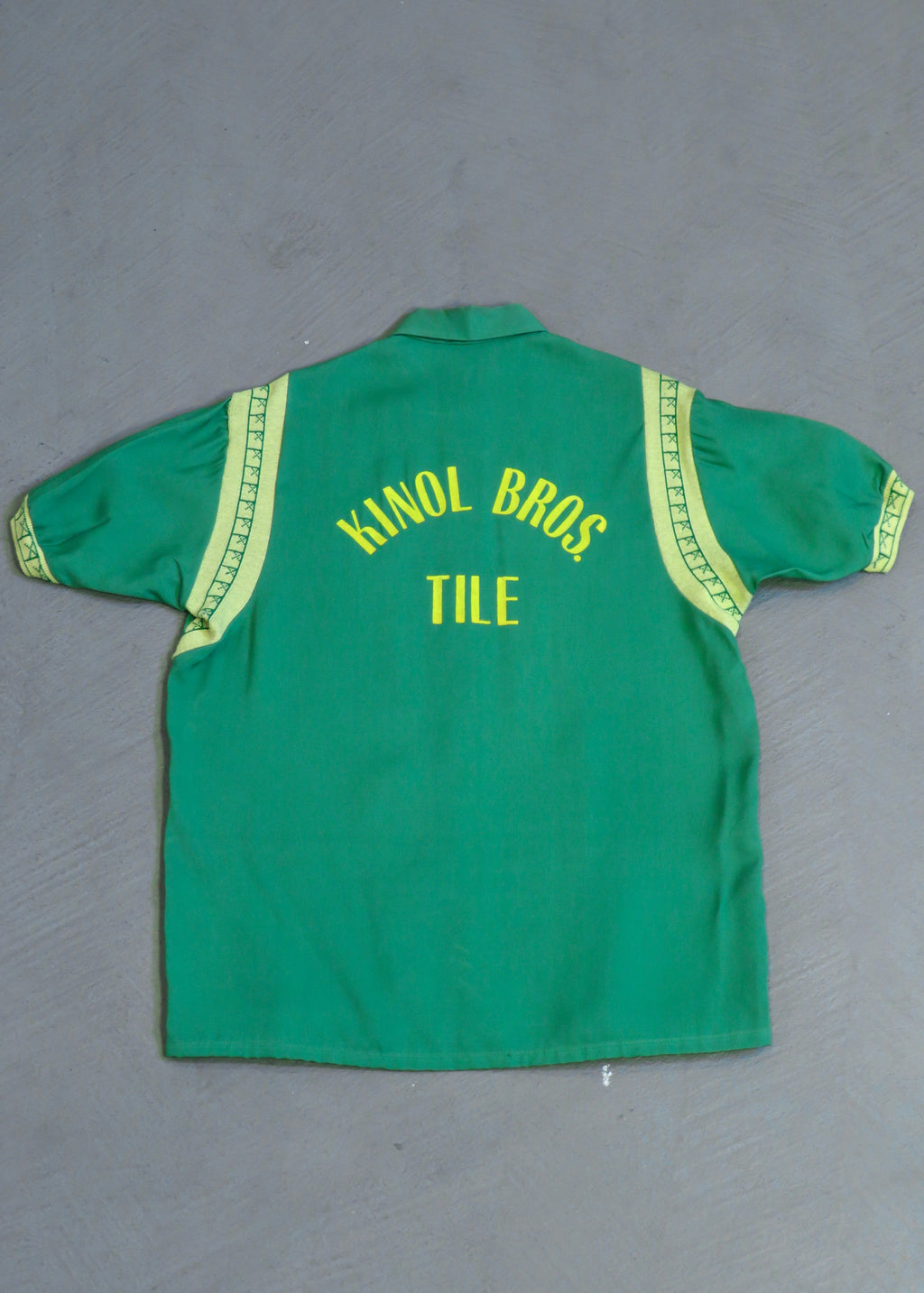 1950s Air-Flo Kinol Bros Tile Green Bowling Shirt