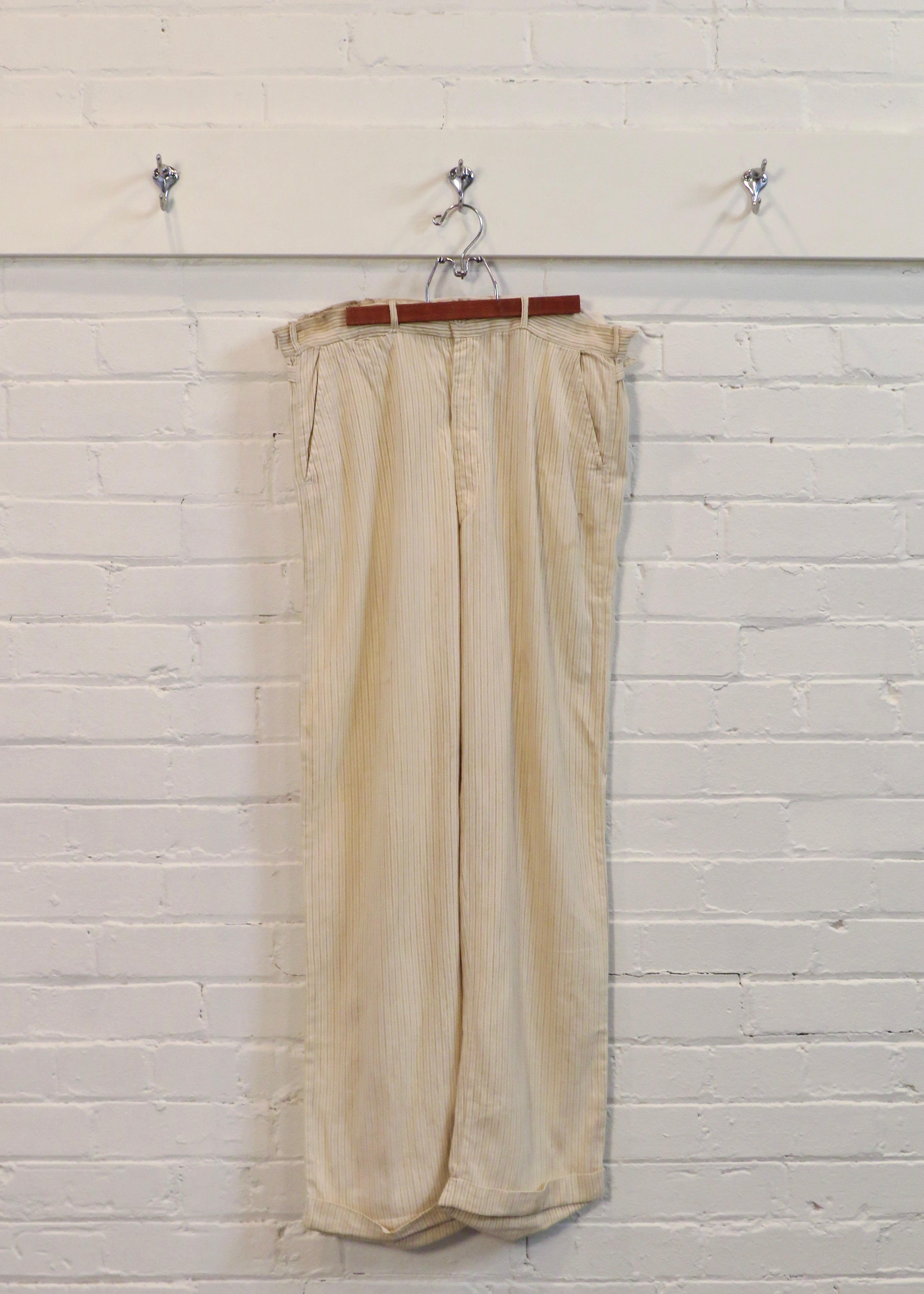 1930s Distressed Corded Side-Buckle Trousers | 33"x30"