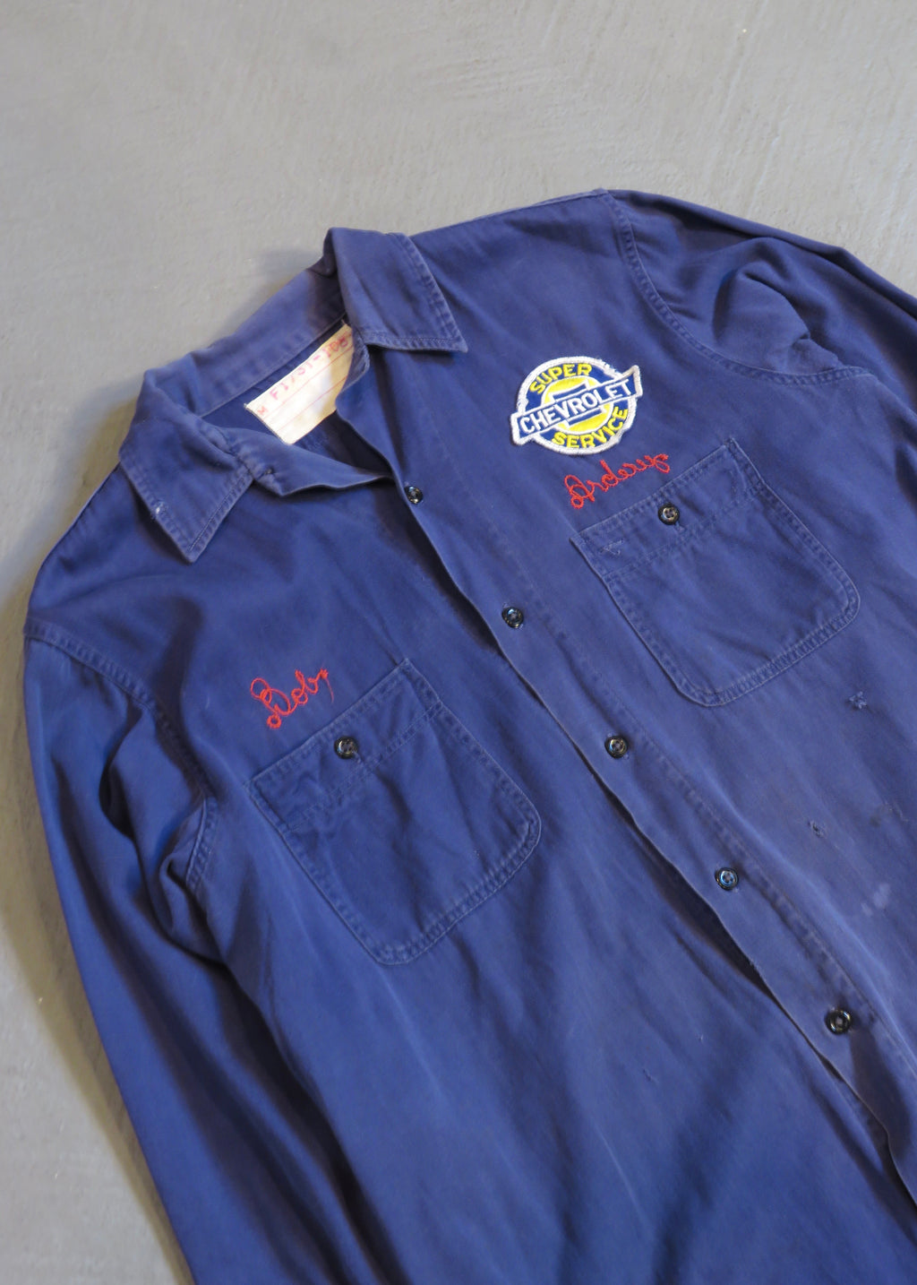 1960s Distressed Twill Chainstitched Chevy Work Shirt