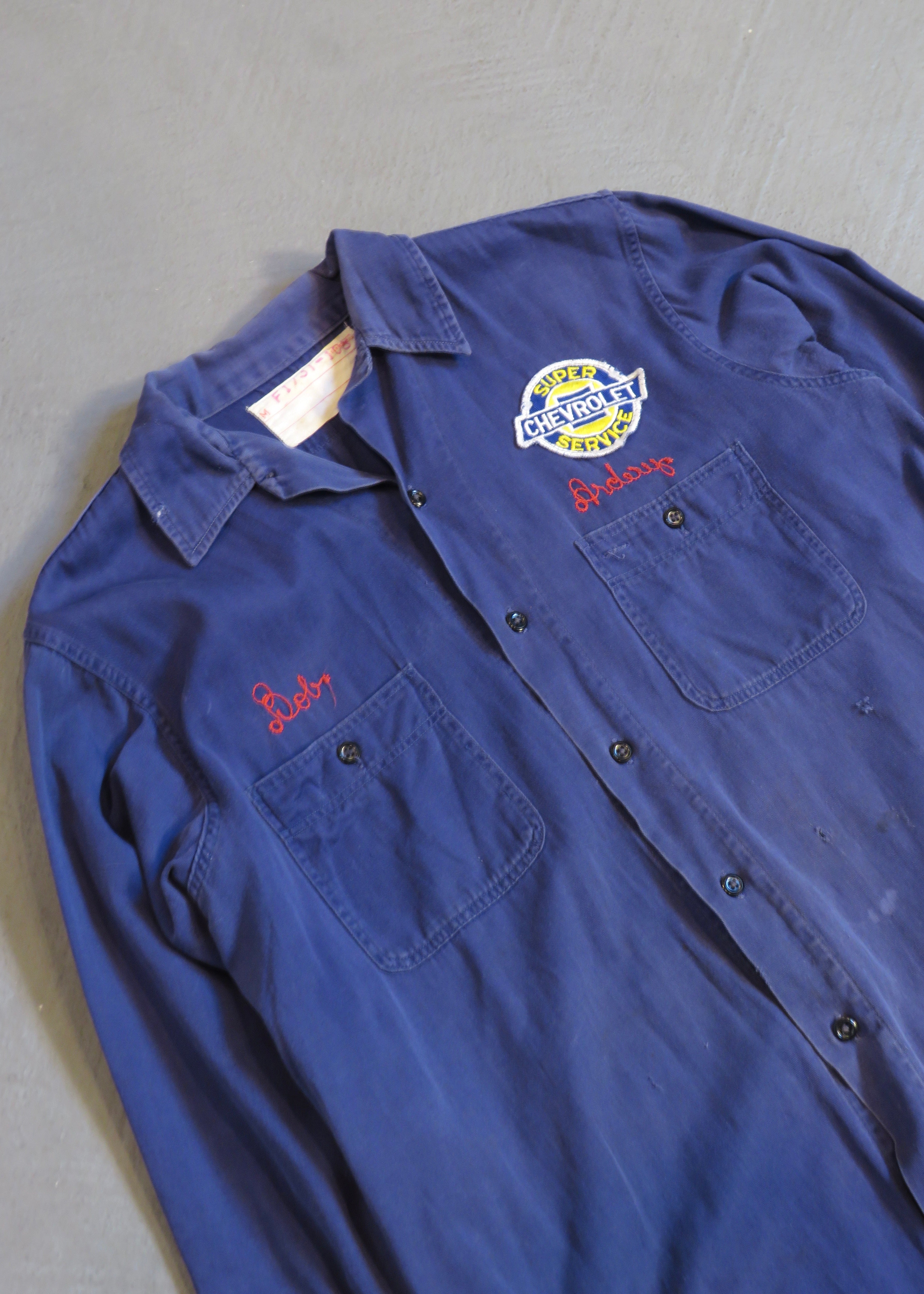 1960s Distressed Twill Chainstitched Chevy Work Shirt