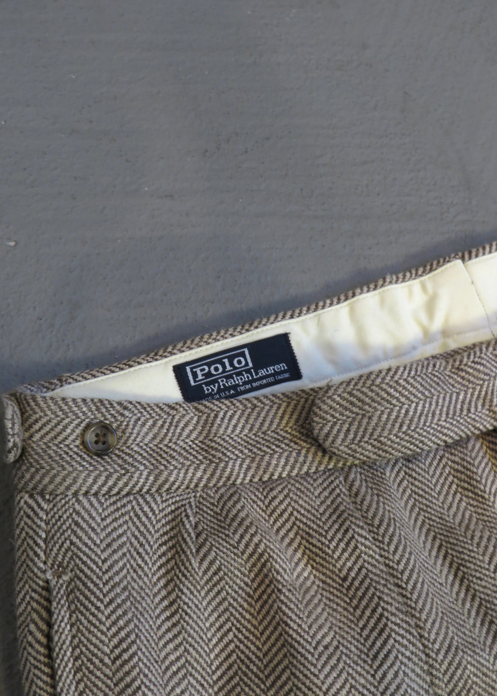 1980s Polo Ralph Lauren Linen Herringbone Trousers