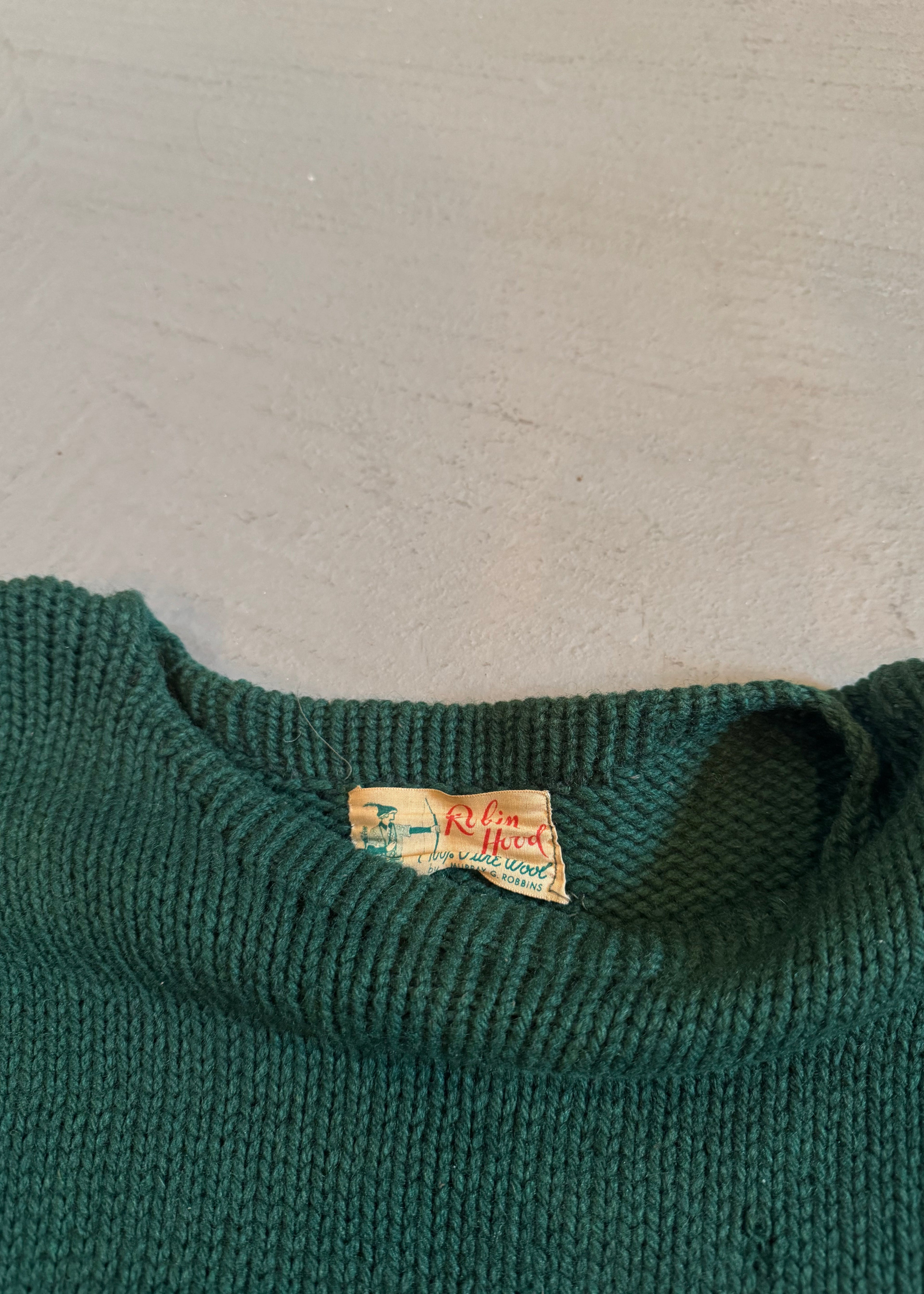 1940s Pine Green Boat Neck Sweater