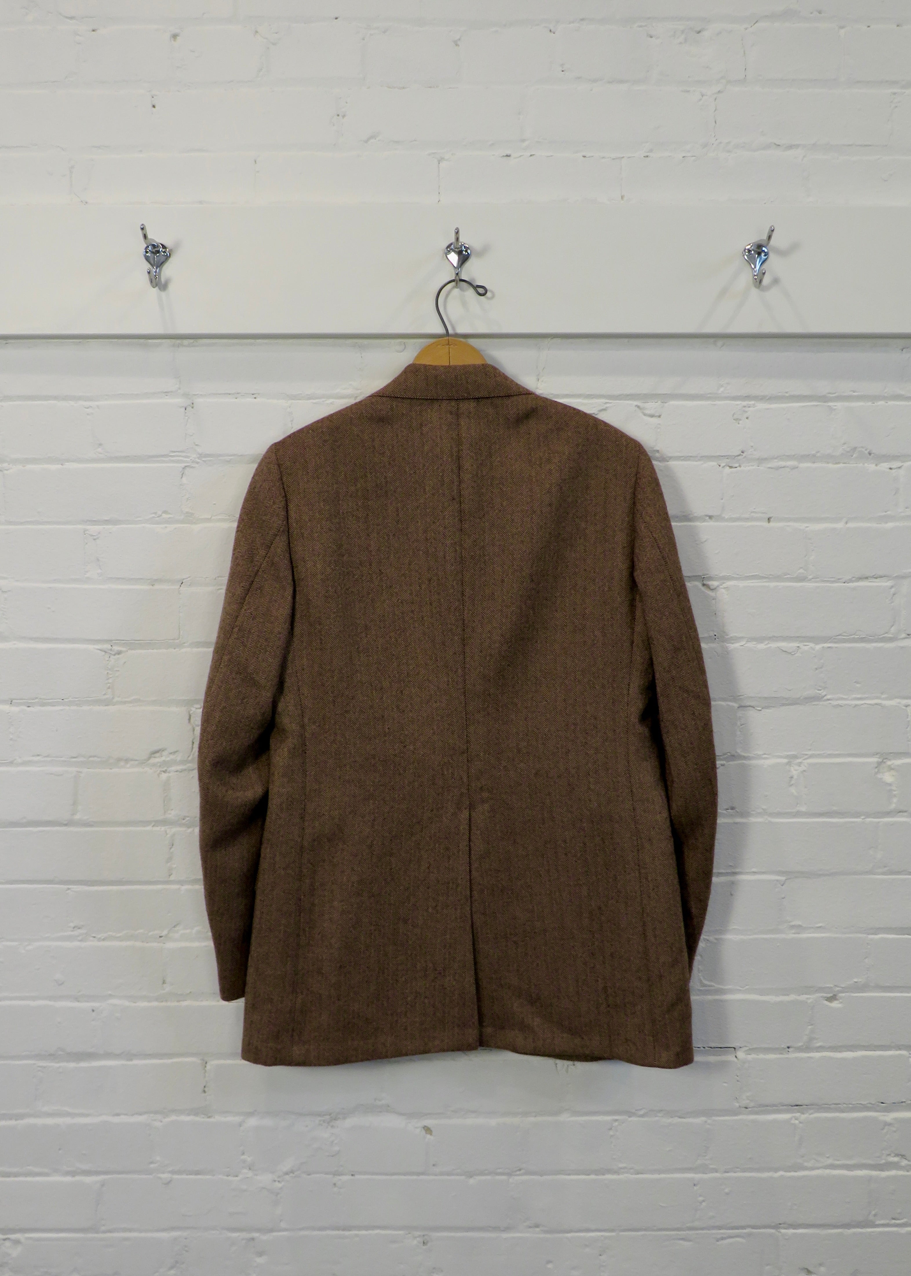 1970s Brown Wool Herringbone Suit