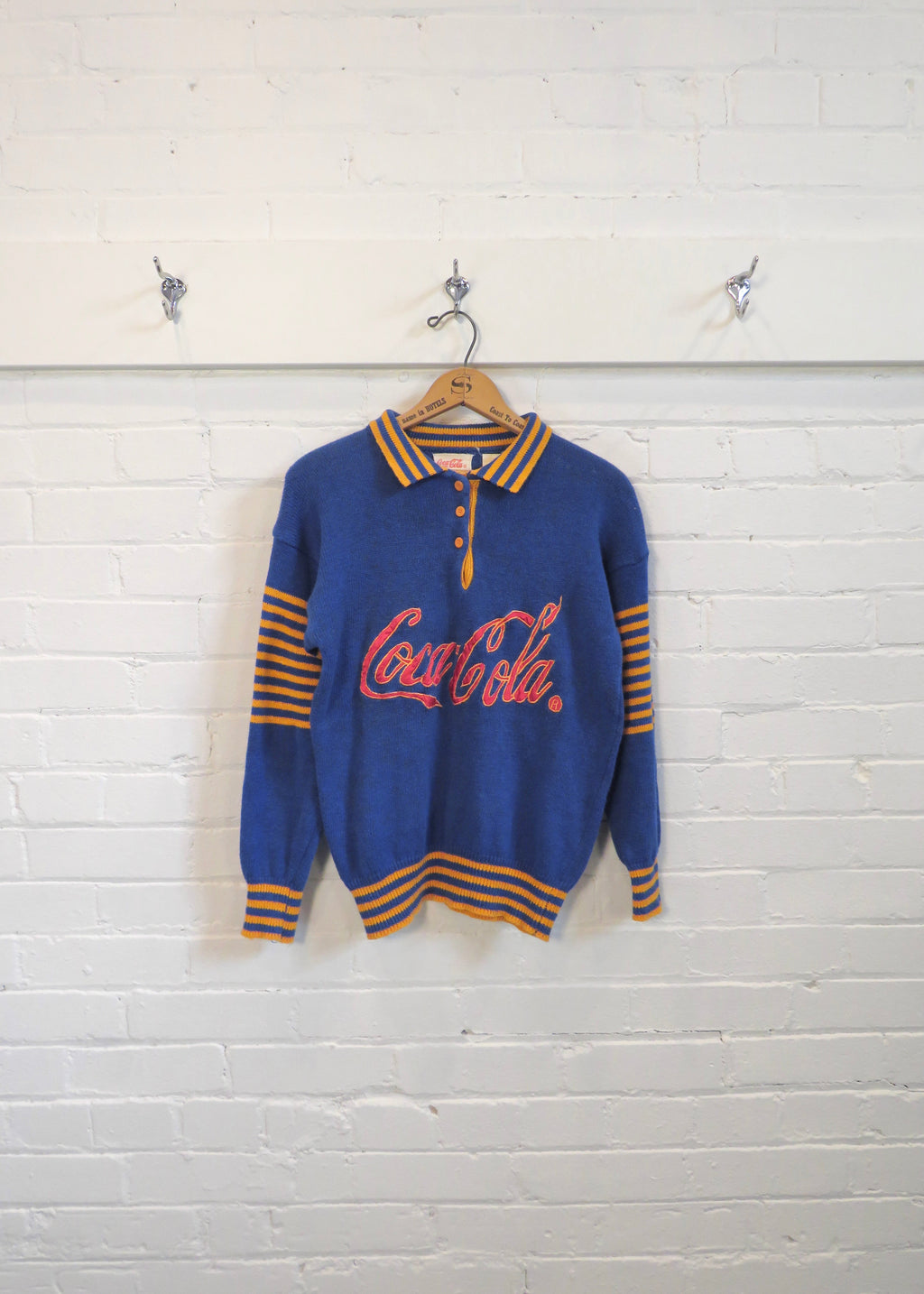 1980s Coca Cola Rugby Striped Sweater