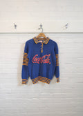 1980s Coca Cola Rugby Striped Sweater