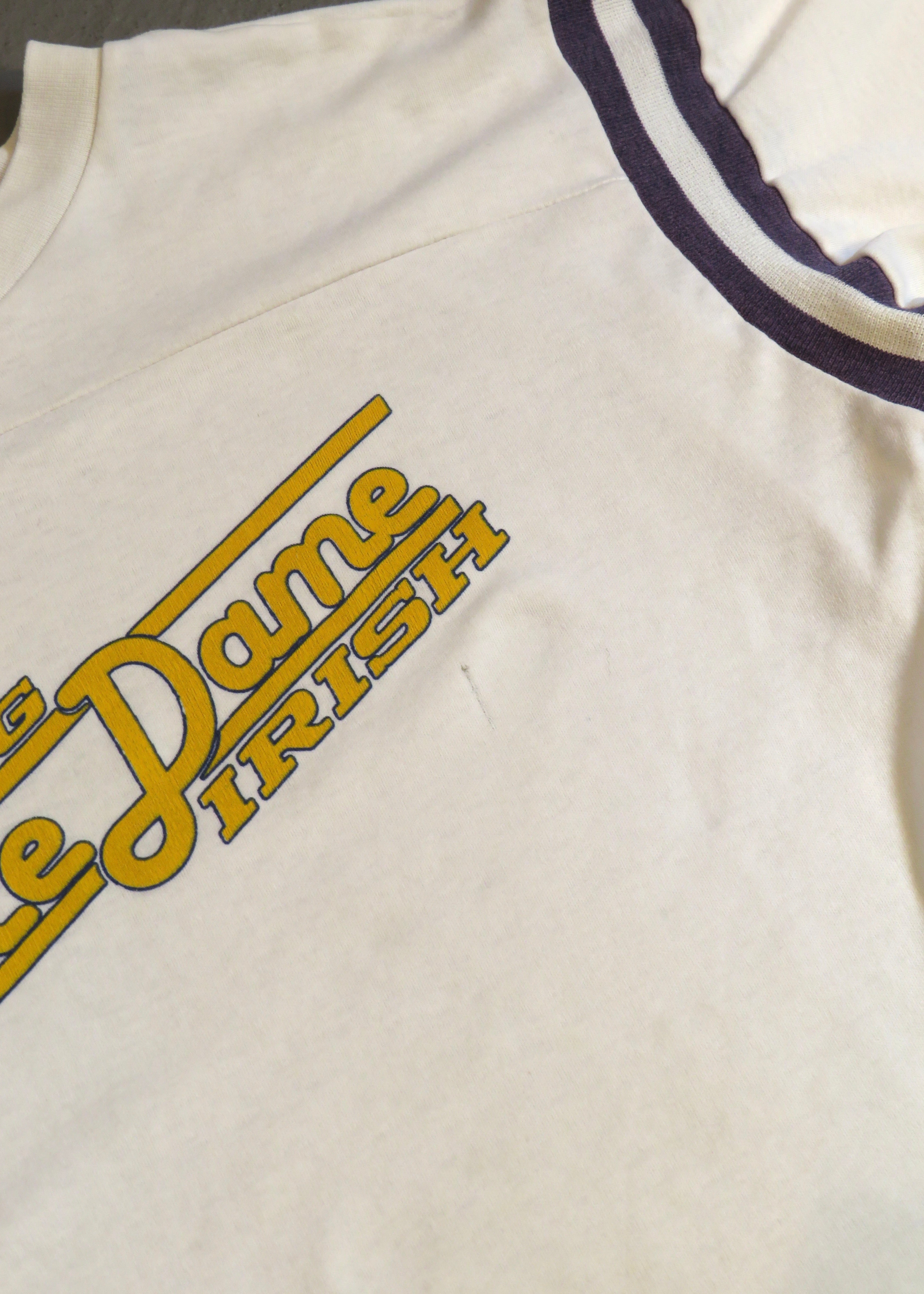 1980s Notre Dame Fighting Irish Cropped Jersey T-Shirt