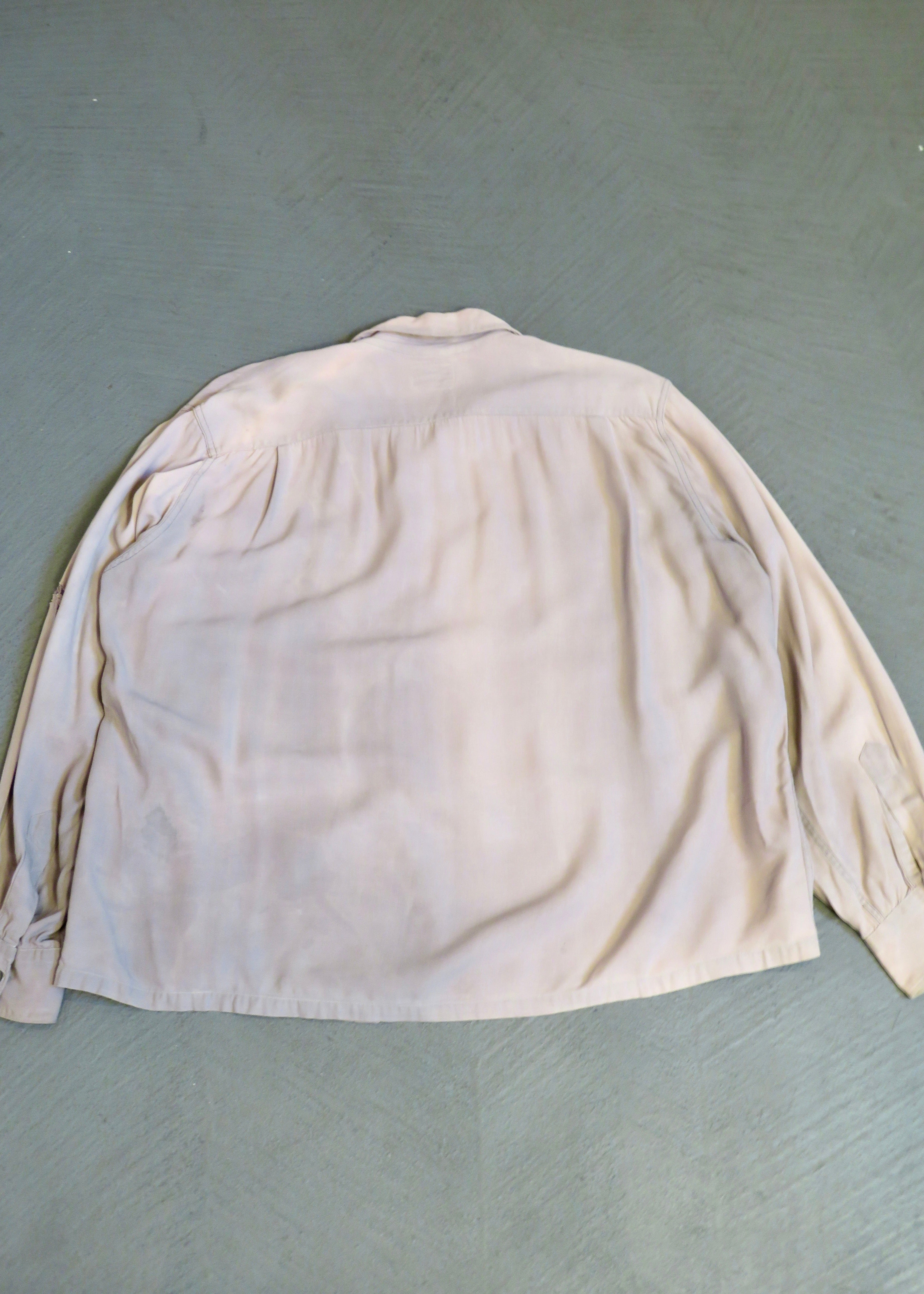 1950s Faded Mauve Rayon Gabardine Overshirt
