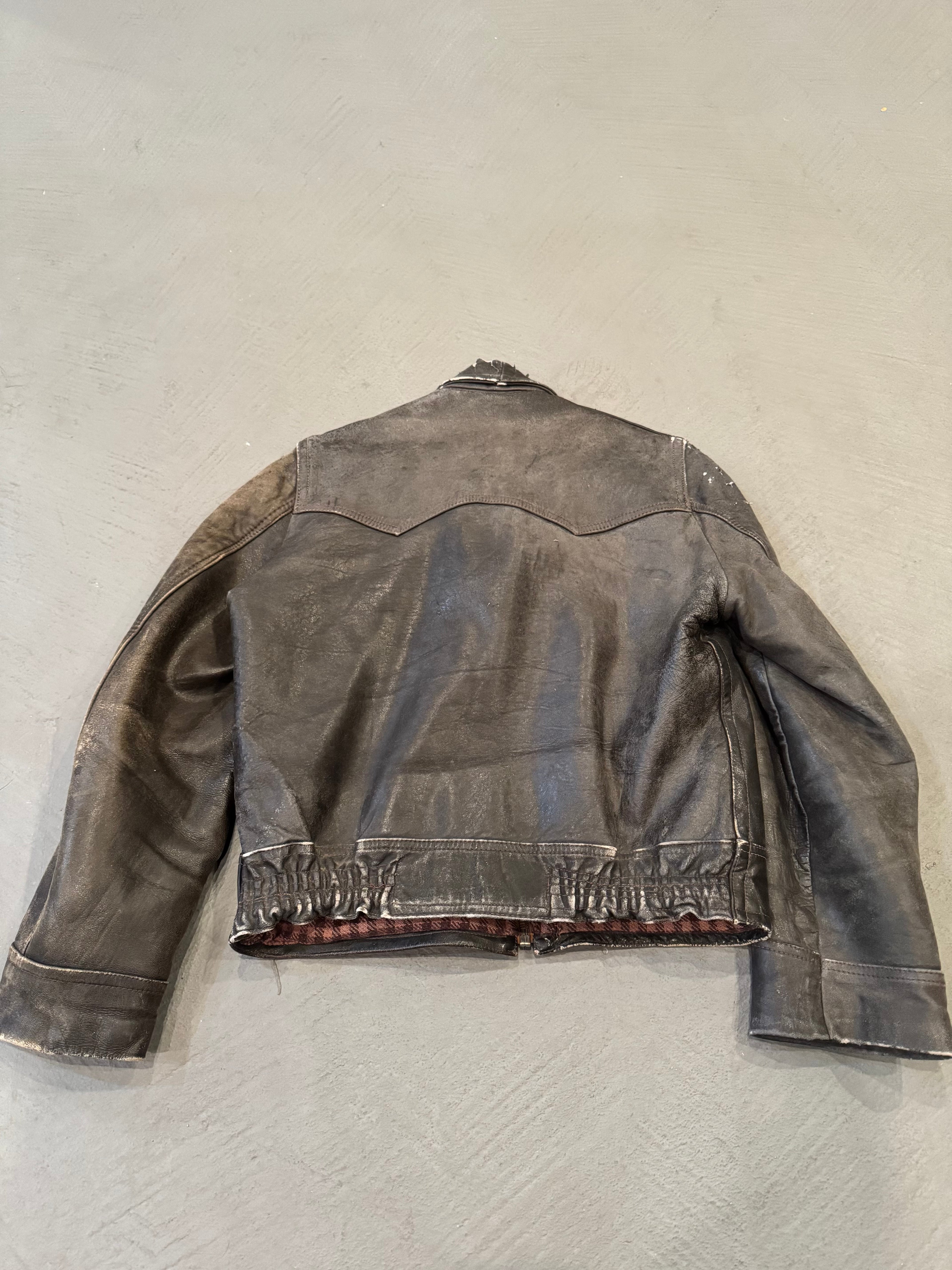 1960s Wool Lined Black Leather Jacket