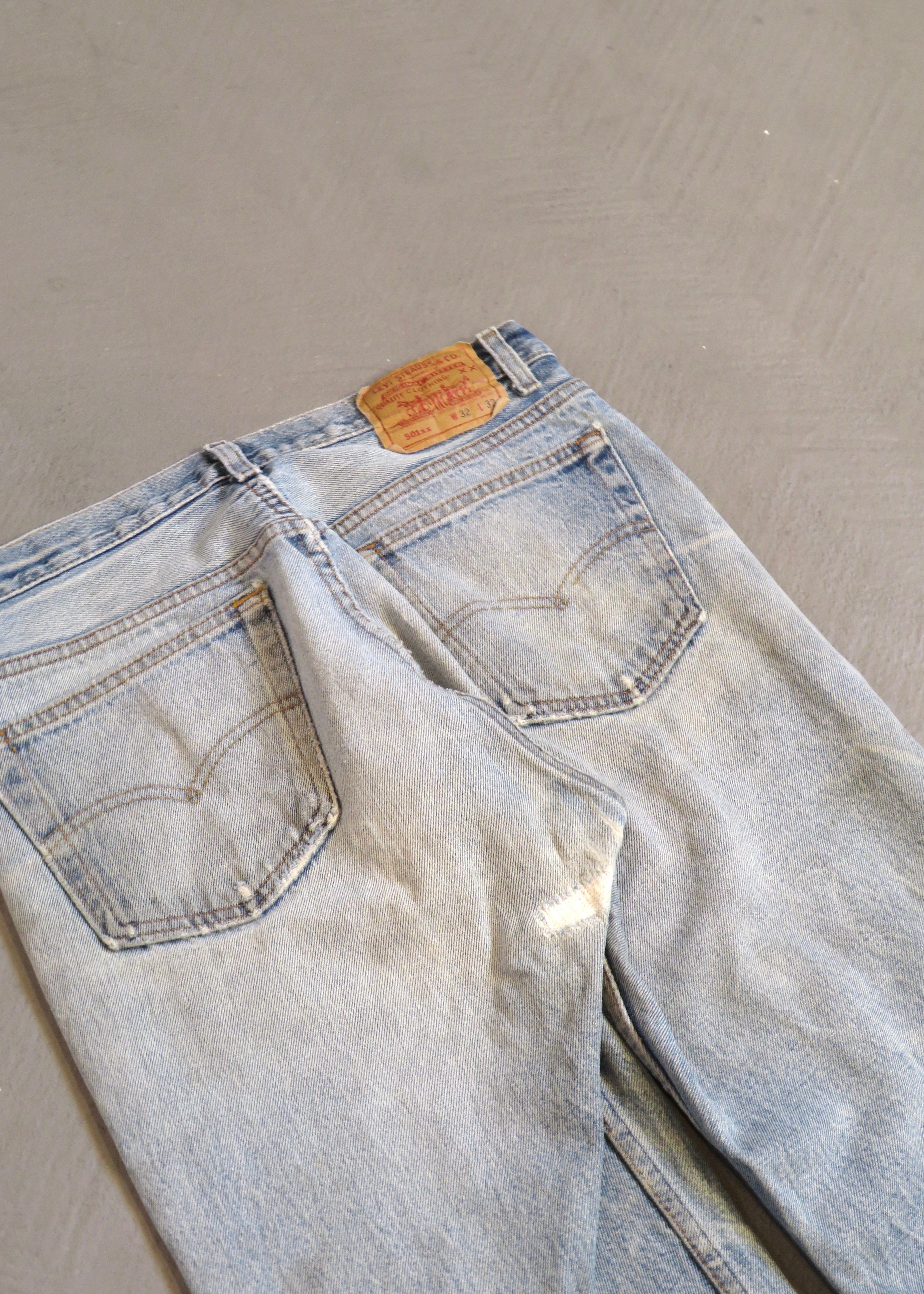 1990s Levi's 501 Repaired Light Wash Jeans