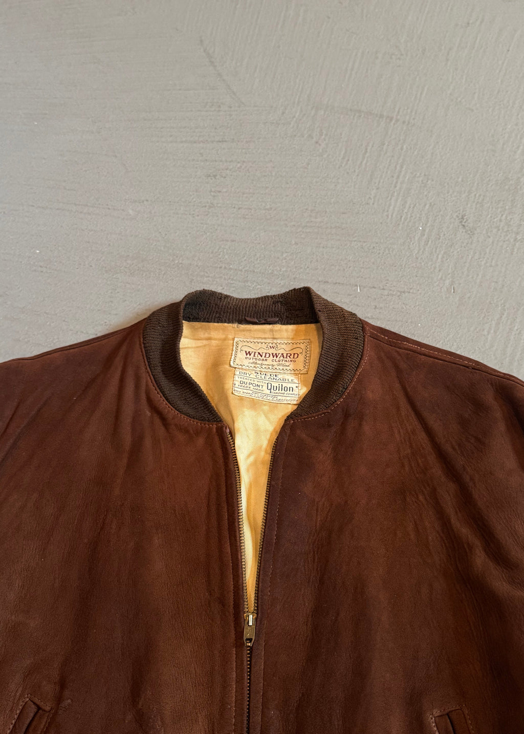 1950s Chocolate Suede Bomber Jacket