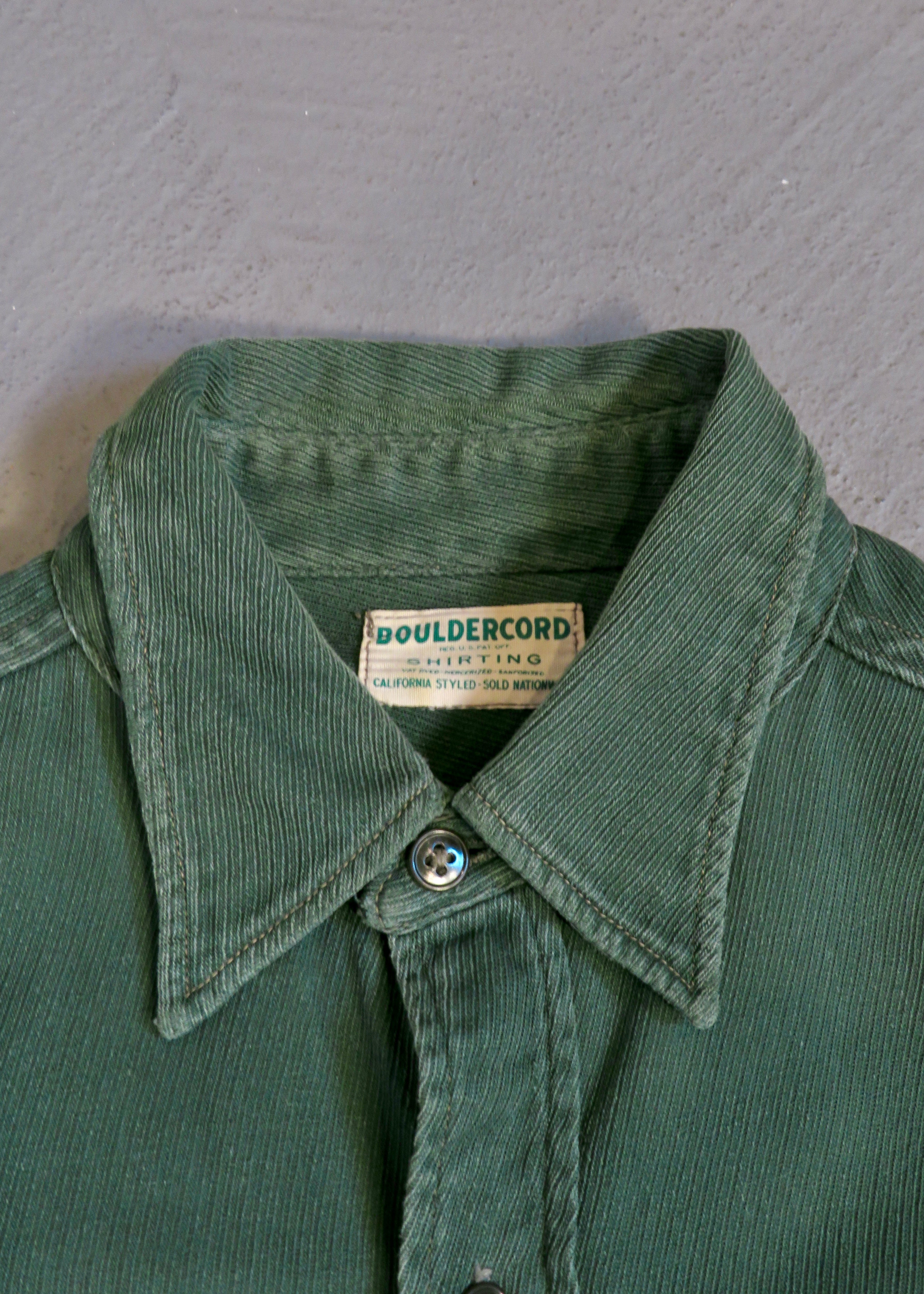 1940s Bouldercord Green Cotton Whipcord Overshirt