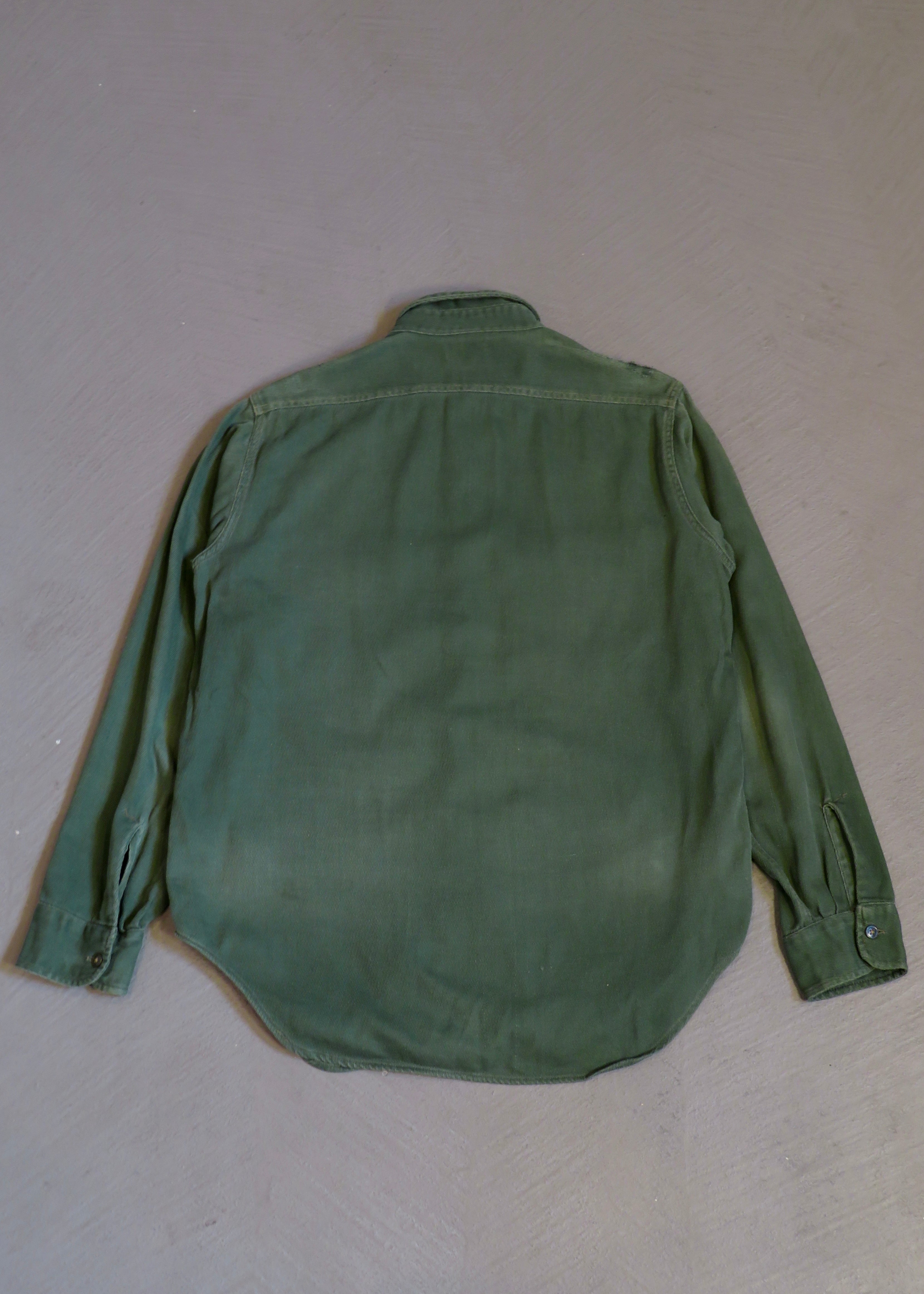 1940s Bouldercord Green Cotton Whipcord Overshirt