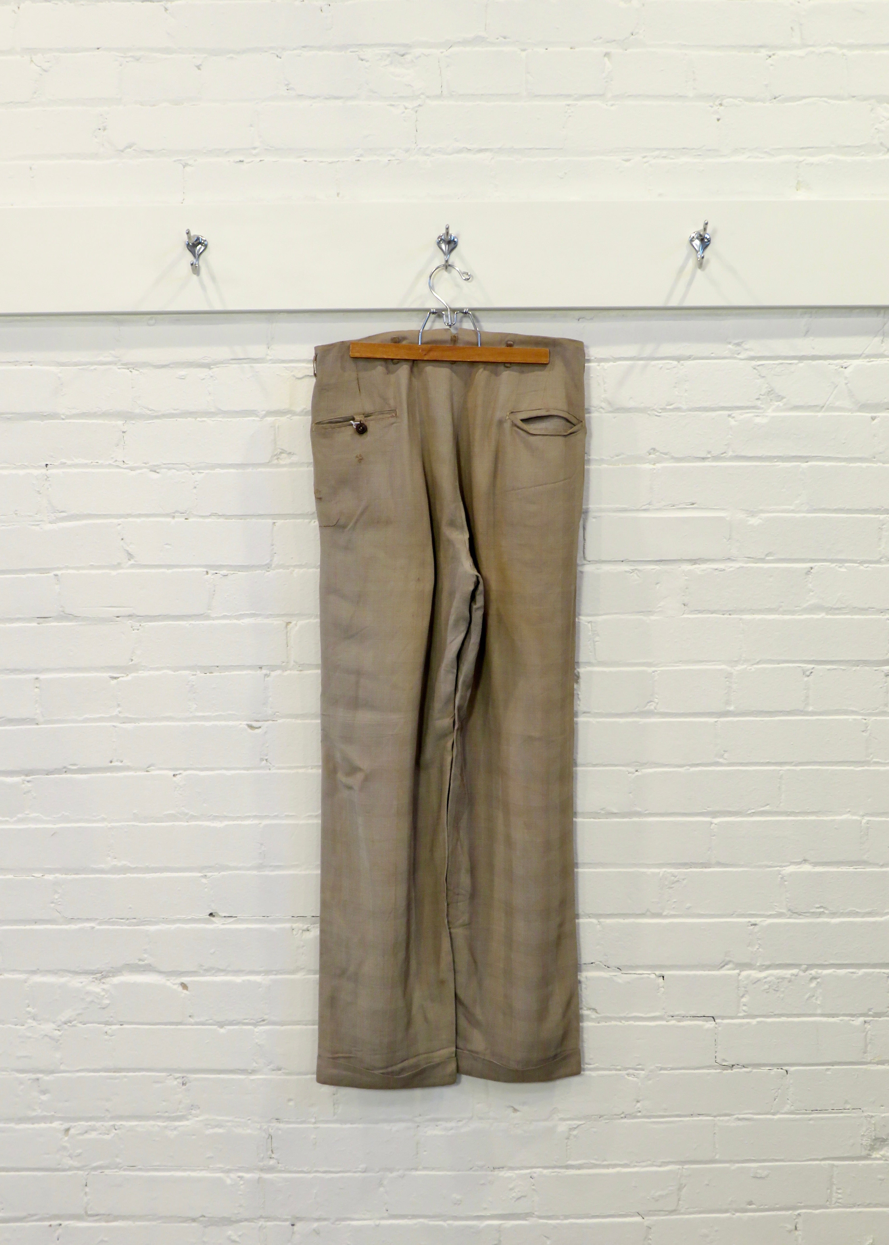 1940s Glen Plaid Gabardine Trousers