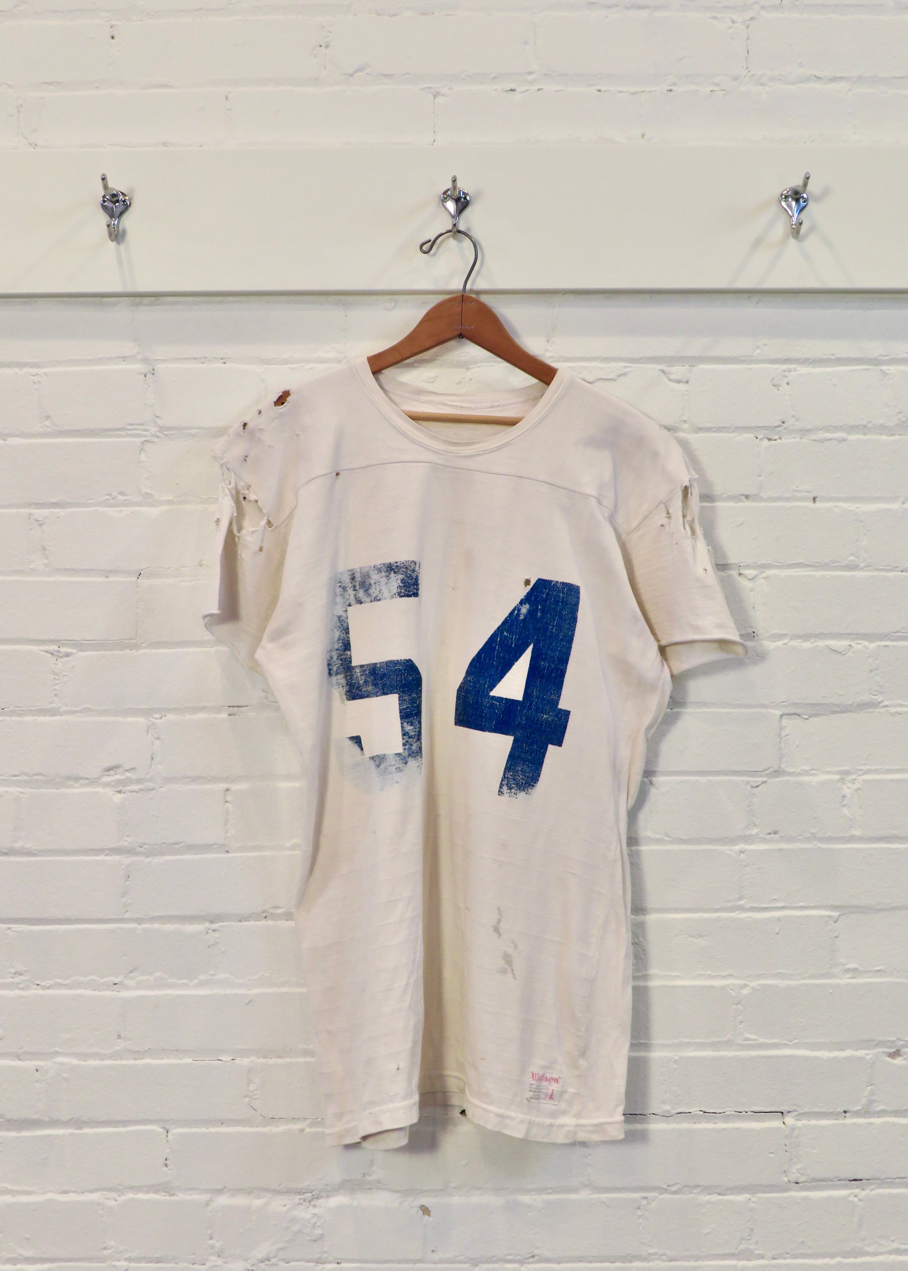1960s Wilson Distressed Rayon Blend #54 Football Jersey