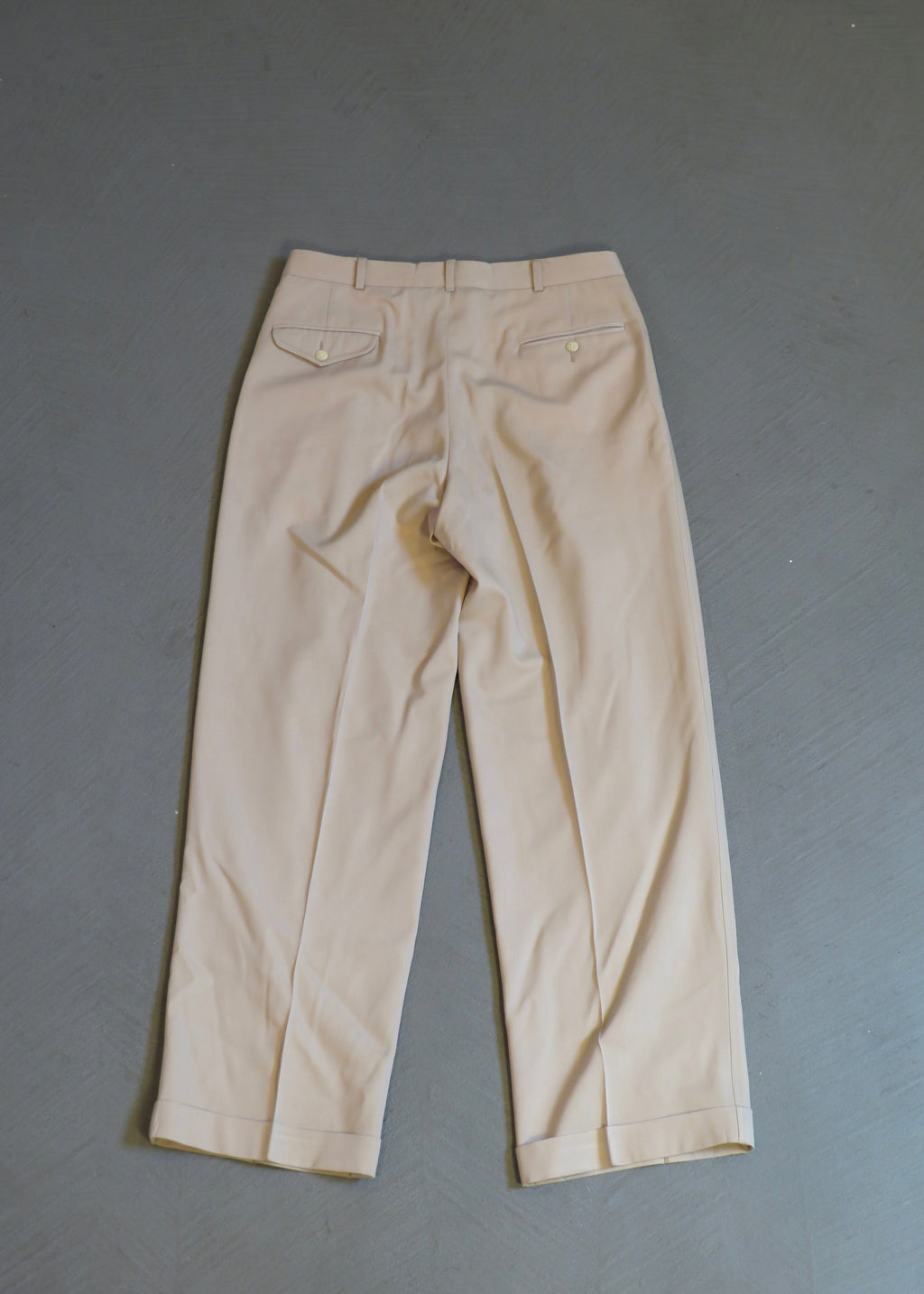 1990s Polo Ralph Lauren Khaki Tropical Wool Wide Leg Trousers