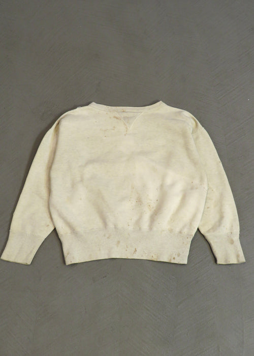 1950s Distressed Splattered Grey Single V Crewneck Sweatshirt
