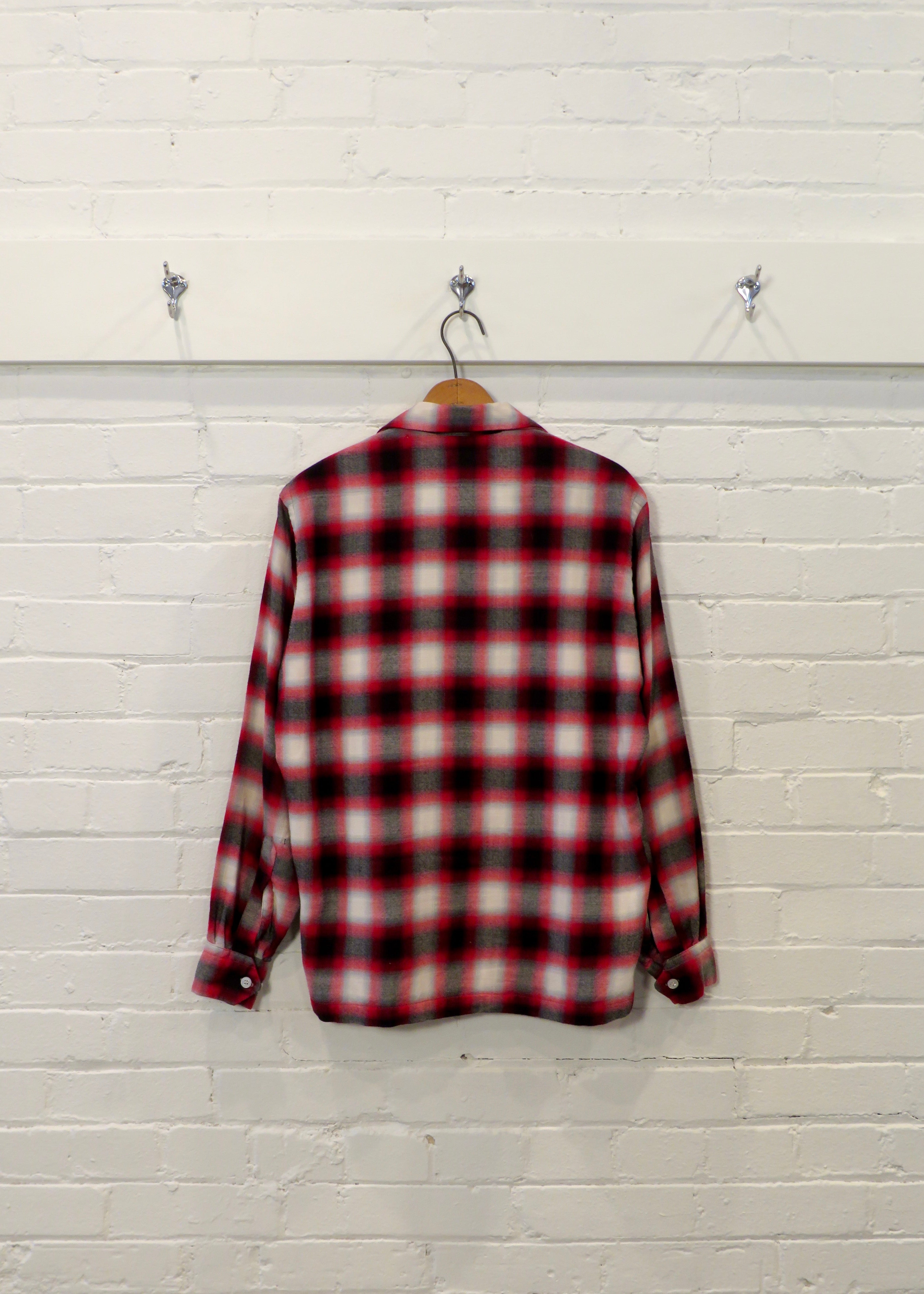 1950s Shadow Plaid Loop Collar Overshirt