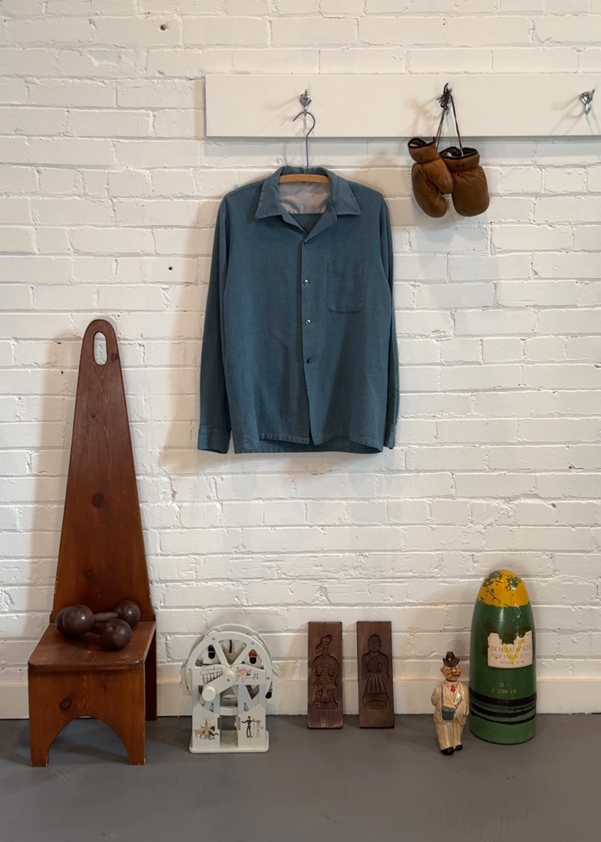 1950s Blue Wool Loop Collar Overshirt