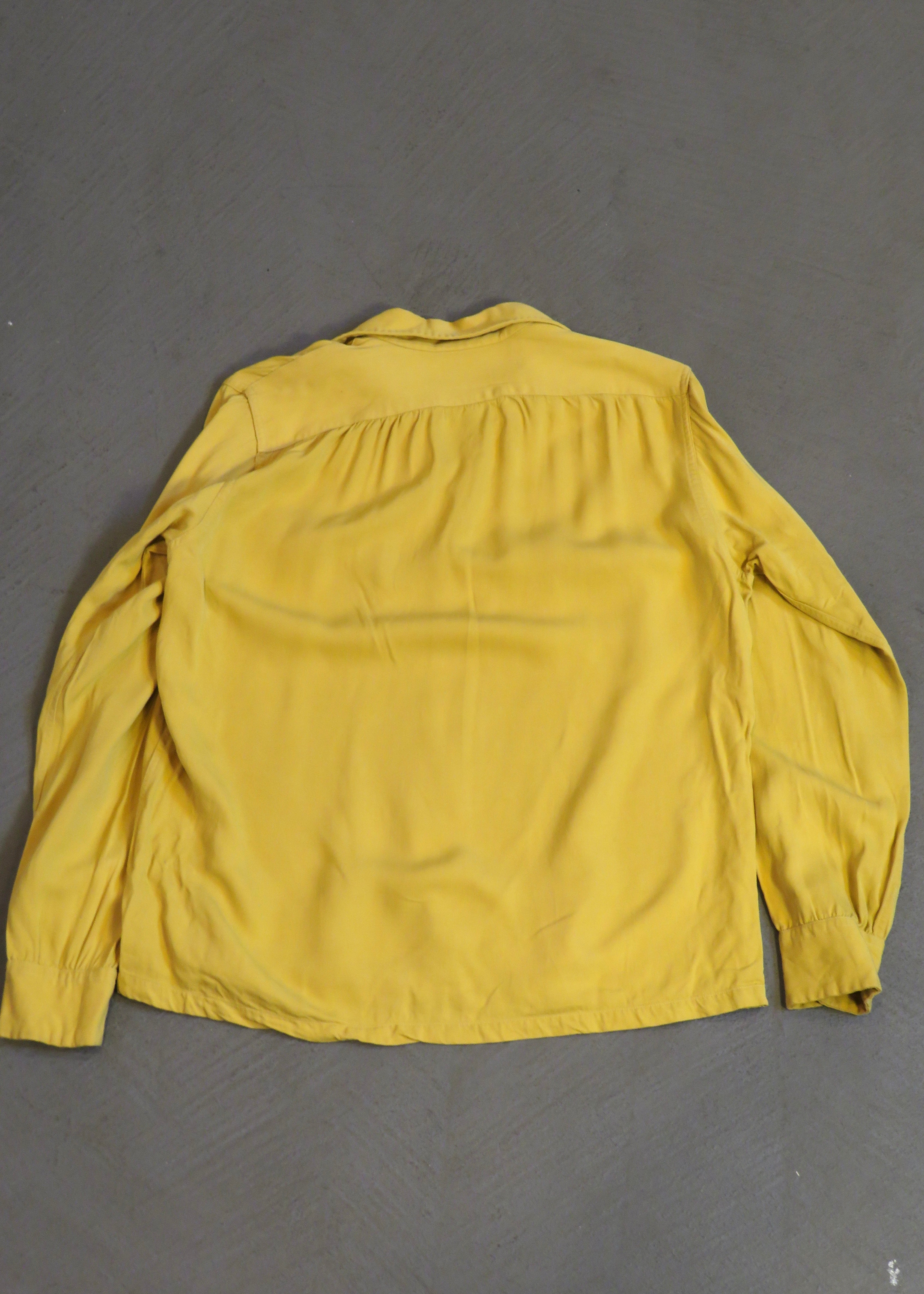 1950s Yellow Rayon Gabardine Overshirt