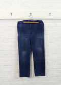 1960s German European Blue Repaired HBT Herringbone Workwear Pants
