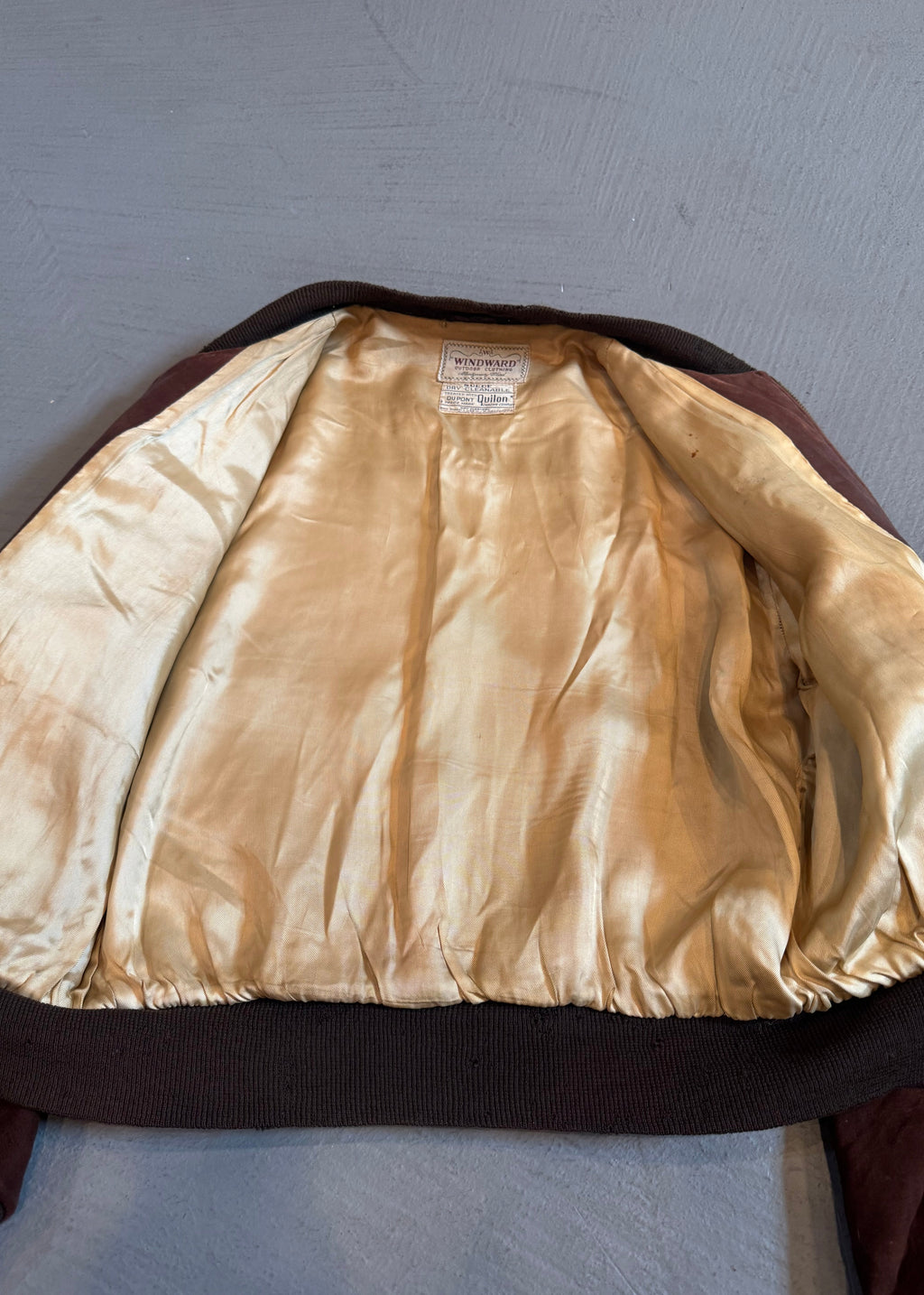 1950s Chocolate Suede Bomber Jacket
