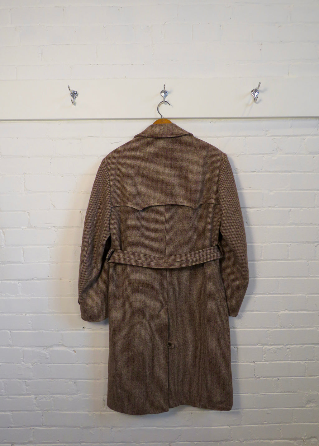 1980s Pendleton Belted Wool Houndstooth Overcoat