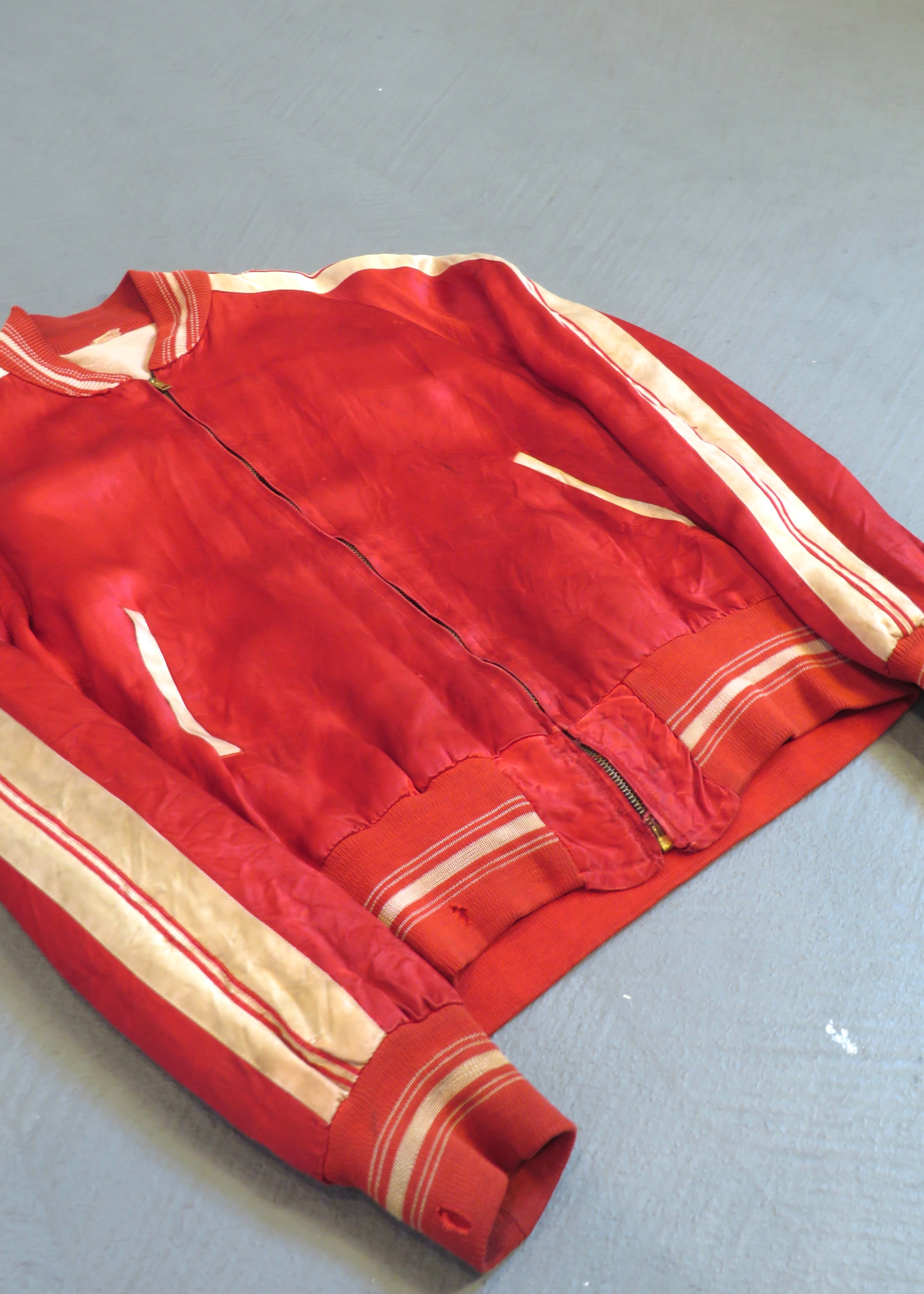 1960s Red Satin Bomber Jacket