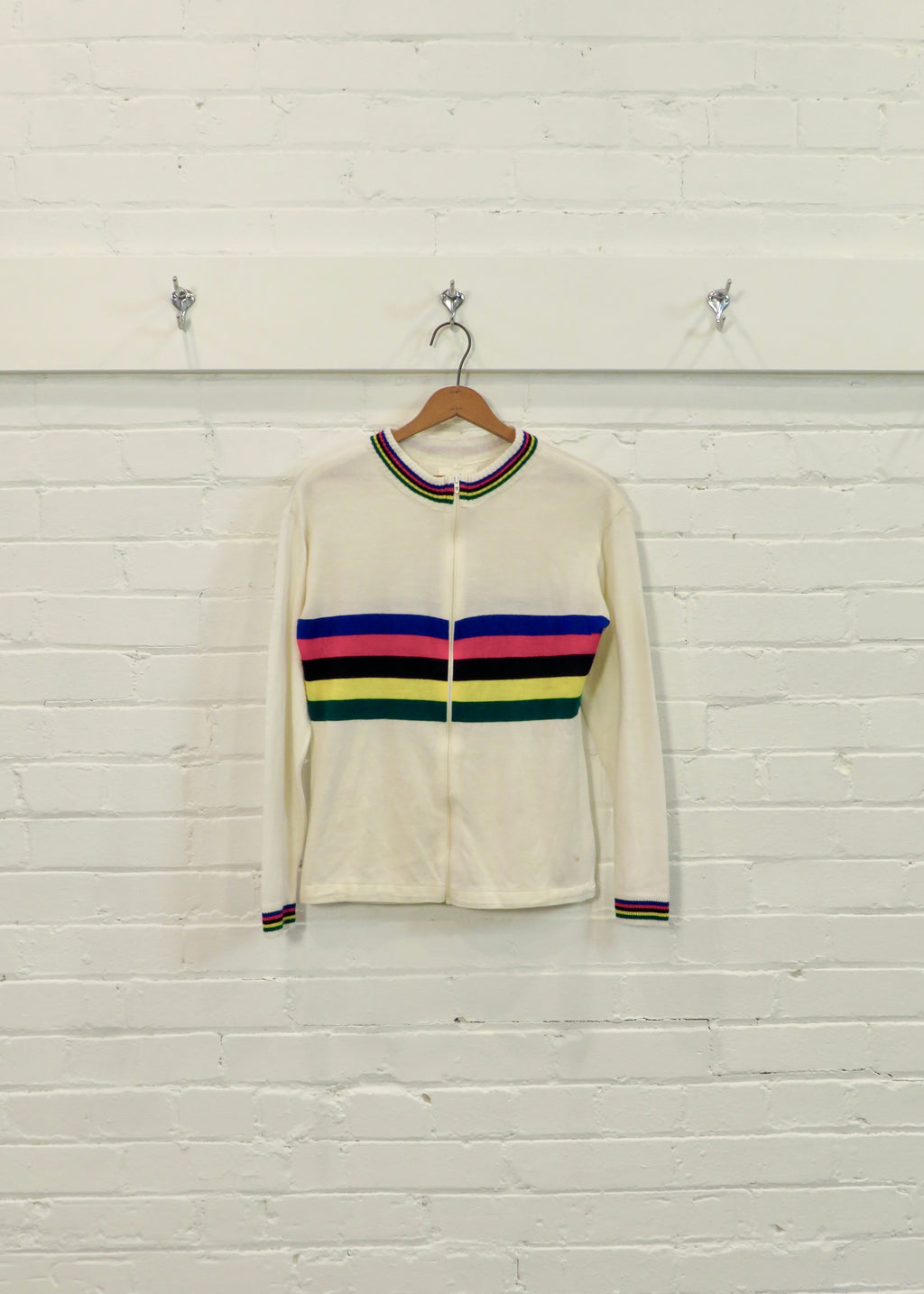 1970s Wool Acrylic Blend Full Zip Cycling Jersey Sweater