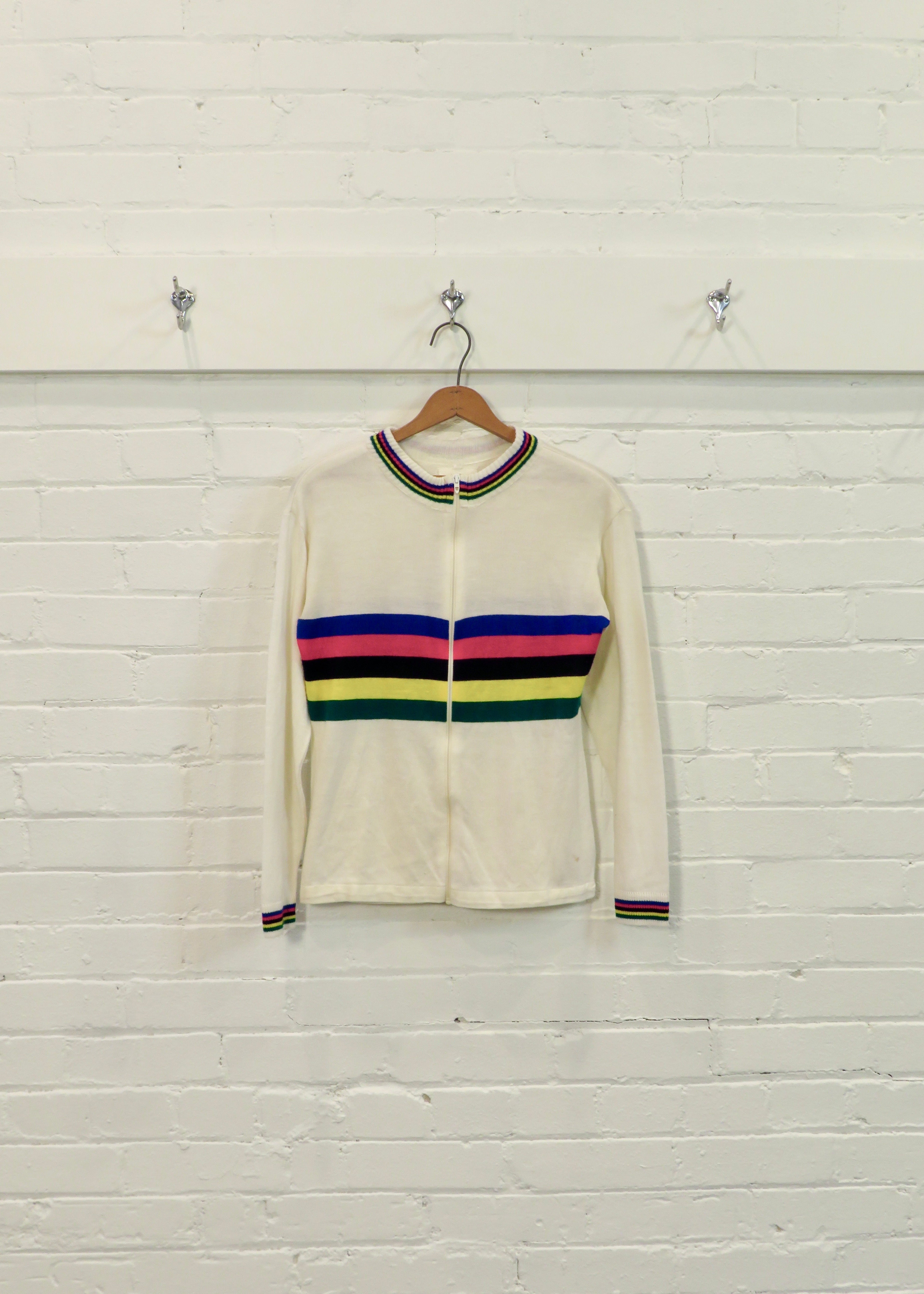 1970s Wool Acrylic Blend Full Zip Cycling Jersey Sweater