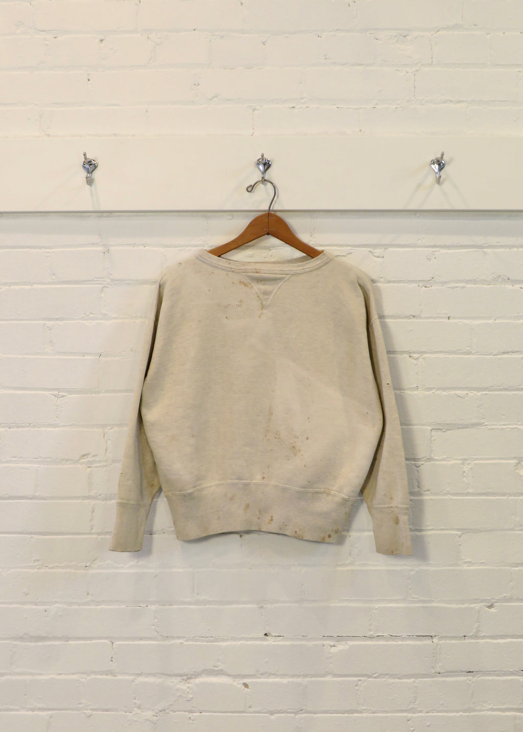 1950s Distressed Splattered Grey Single V Crewneck Sweatshirt