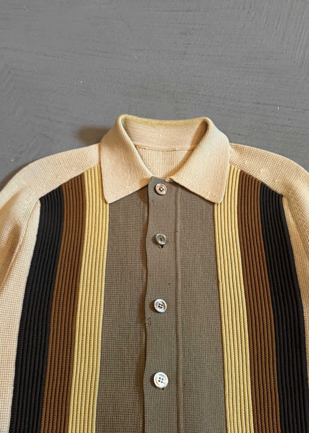 1960s Earth Tone Striped Button Up Cardigan